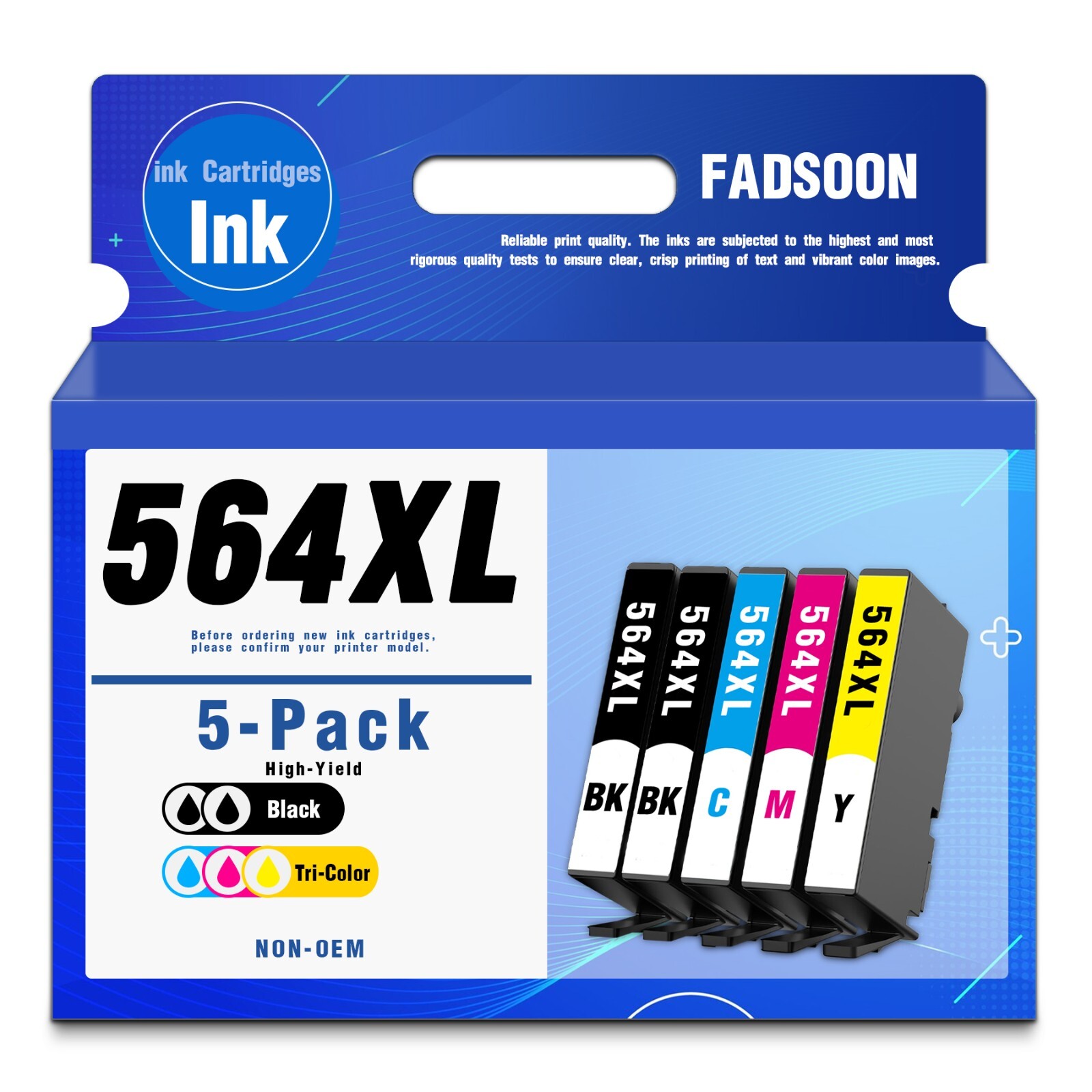 564XL 5PK 5 Color High Yield Ink Photosmart Premium C309a C310a Officejet 6500A 