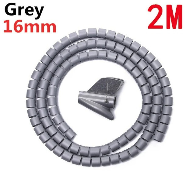 1pc 2M Spiral Cable Organizer Wire Protector Flexible Cord Wrap Tube - NEW