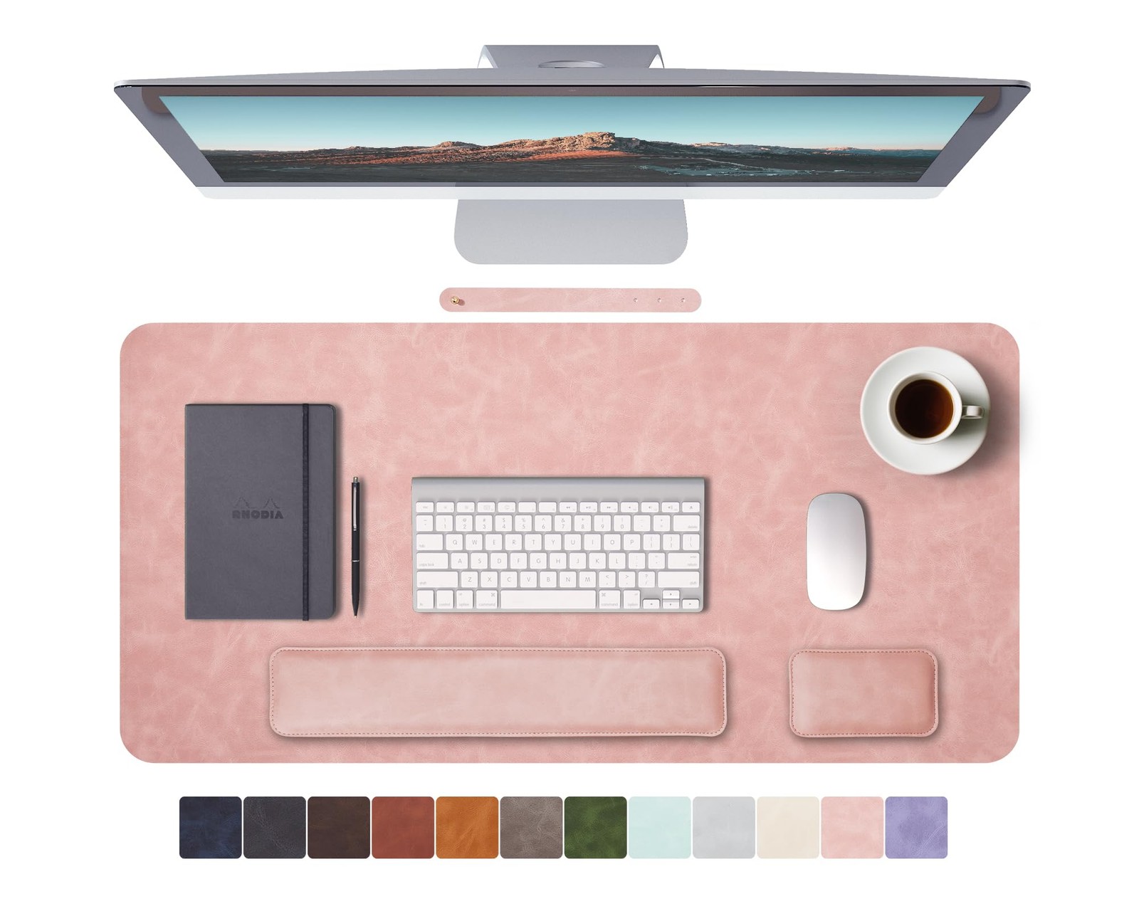 RENMTURE Large Mouse Pad and Keyboard Wrist Rest, Desk for 32"×16", Pink