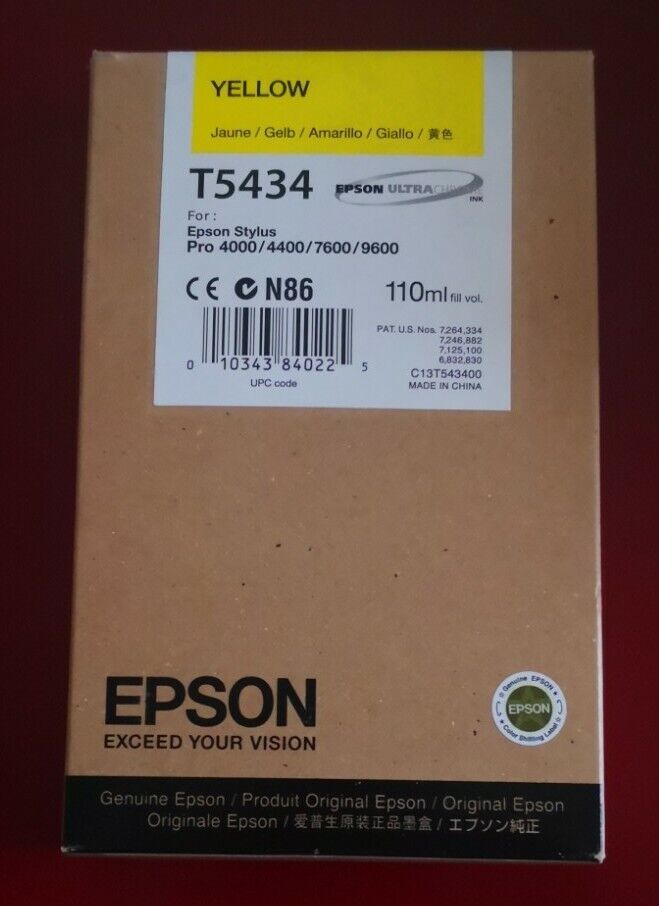 05-2010 NIB Genuine Epson T5434 Yellow 110ml K3 Ink Stylus Pro 4000/7600/9600