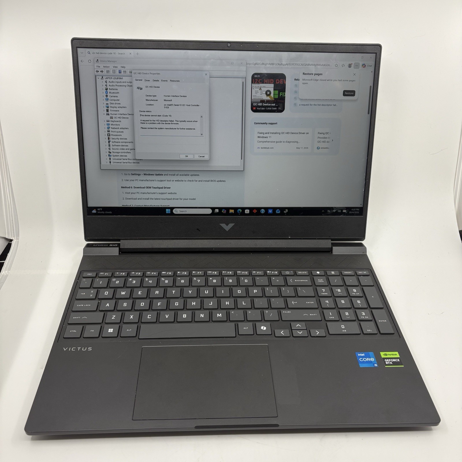 HP Victus Gaming Laptop Intel Core i5-13420H NVIDIA GeForce RTX 4050 16GB PARTS
