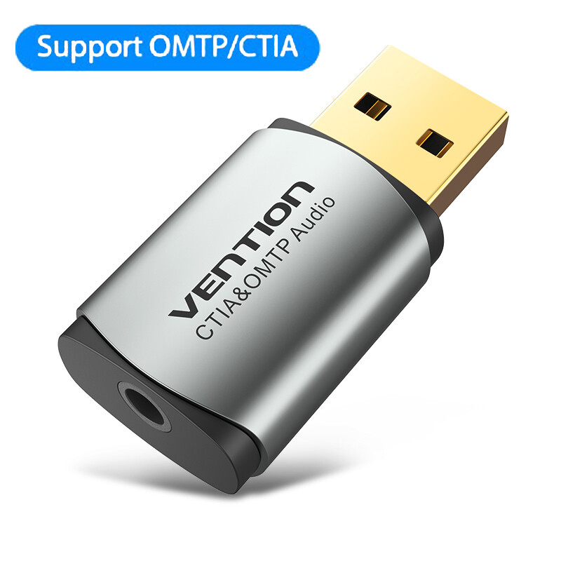 USB Audio Adapter External Stereo Sound Card 3.5mm Jack Headphone Microphone PC