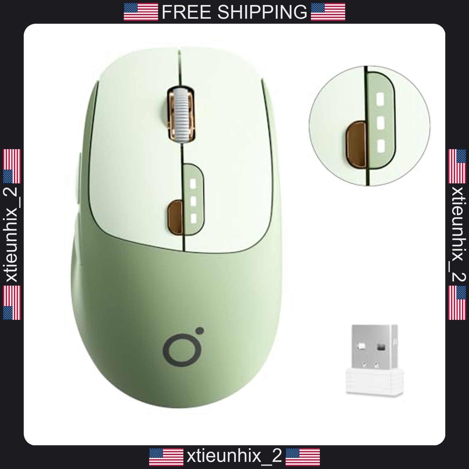 Wireless Bluetooth Mouse with Rechargeable Battery and Silent Clicks - Green