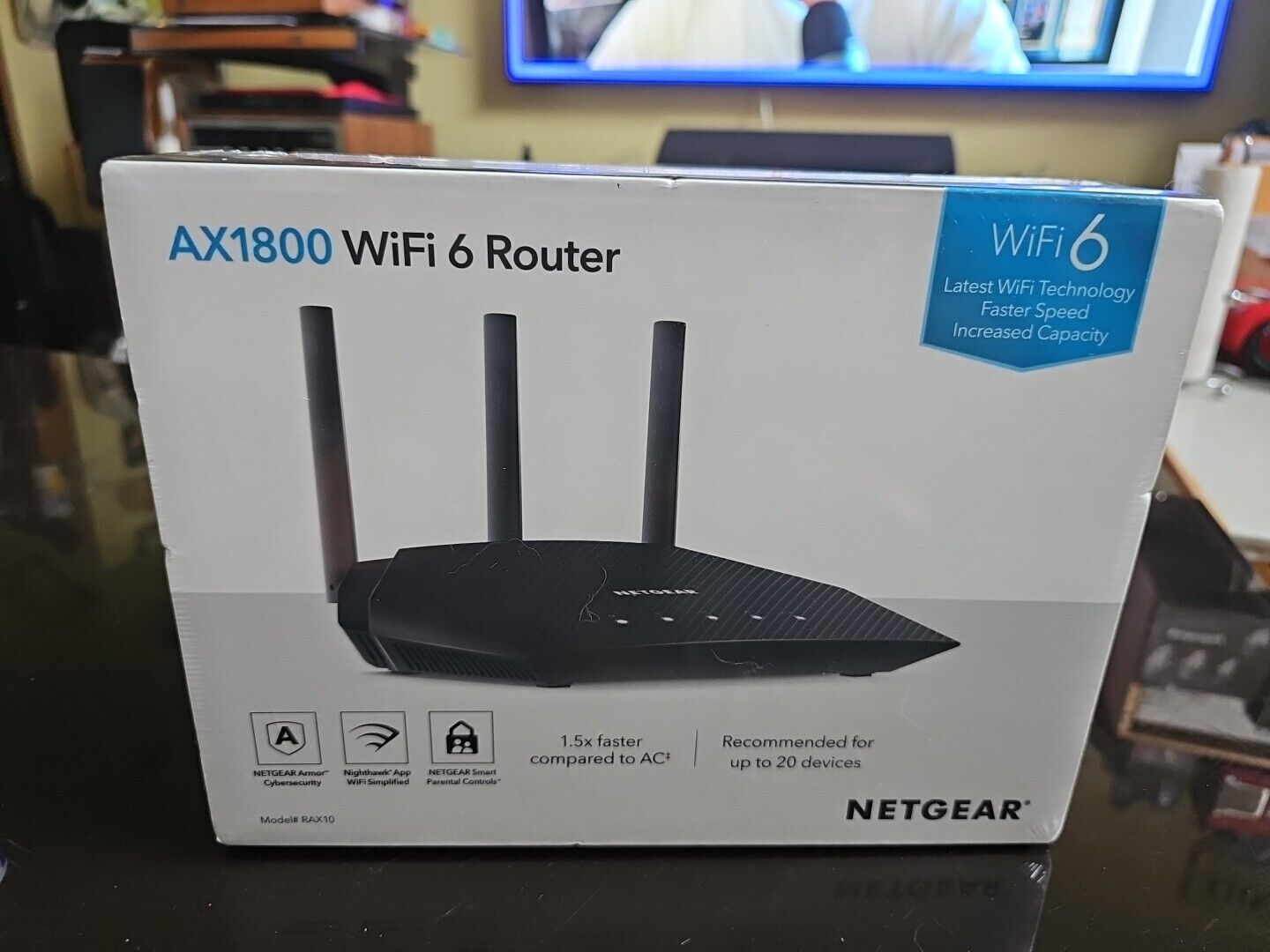 NETGEAR AX1800 Dual Band 4-Stream RAX10-100NAS WiFi 6 Router - NEW & SEALED