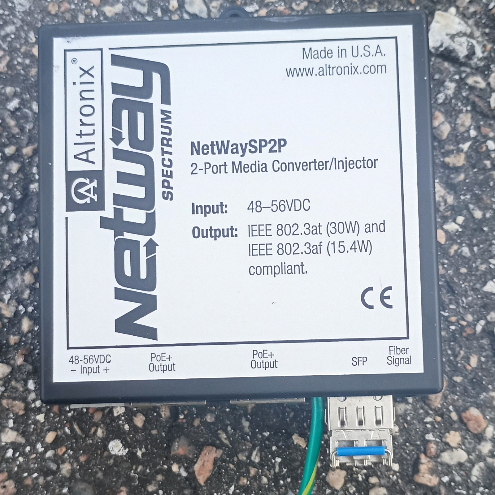 Altronix NetWaySP2P 2-Port PoE+ Gigabit Media Converter/Injector SFP Desktop