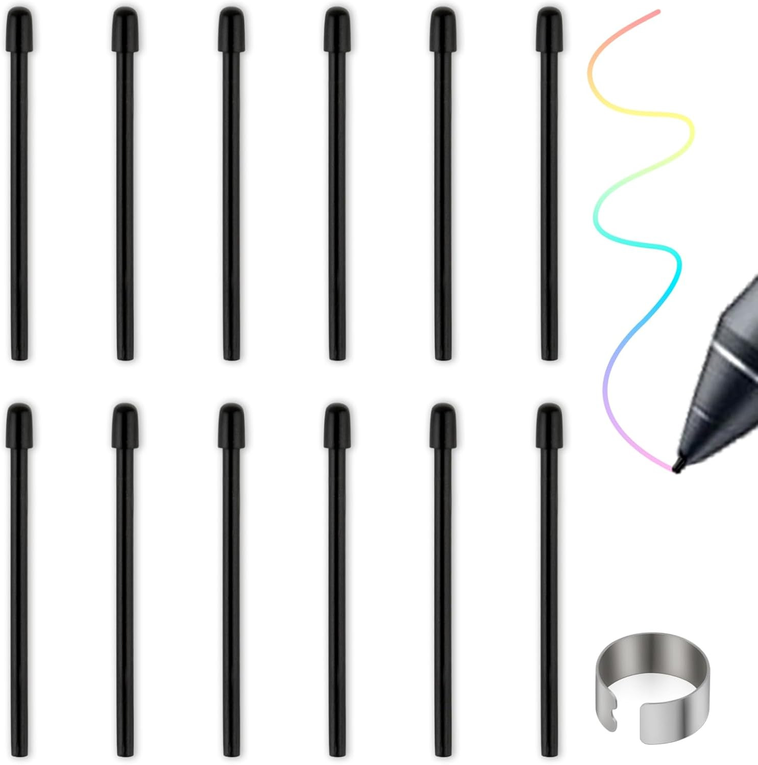 Standard Pen Nibs for Wacom,12Pcs Black  Refill Pen Tips for Wacom Intuos Pro,Wa