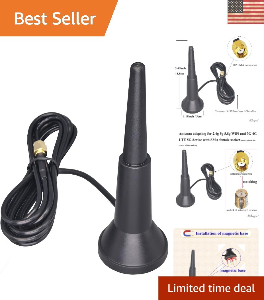 Waterproof 5G 4G LTE RP SMA Antenna with 6ft Cable for Outdoor Connectivity