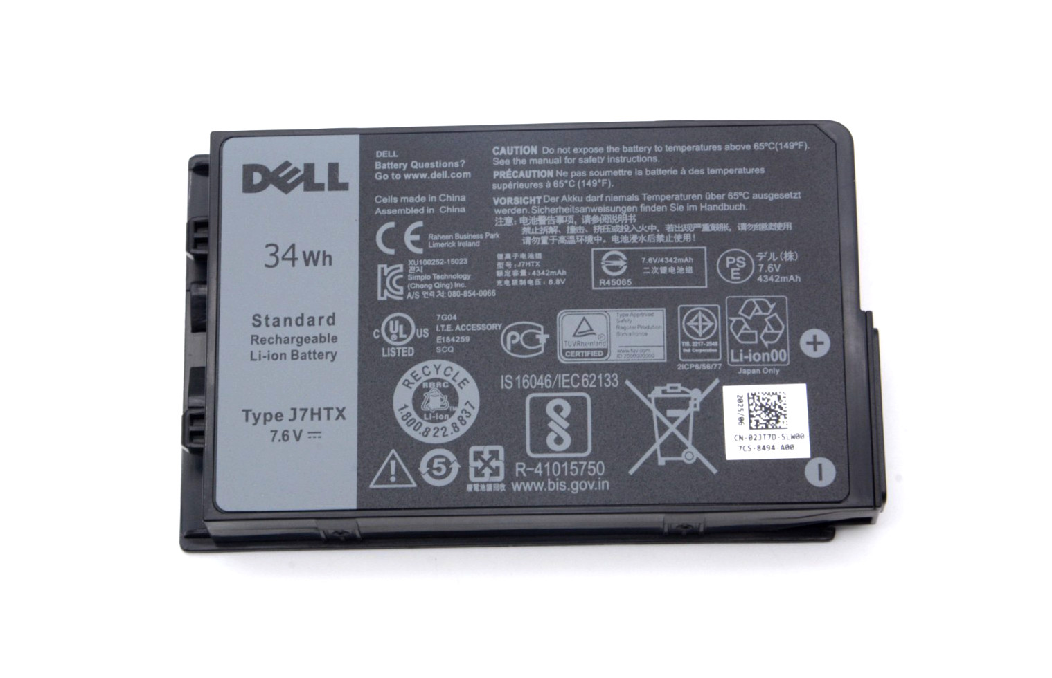 OEM Genuine Dell Battery 34Wh J7HTX For Latitude 12 7202 Rugged Tablet 2JT7D US