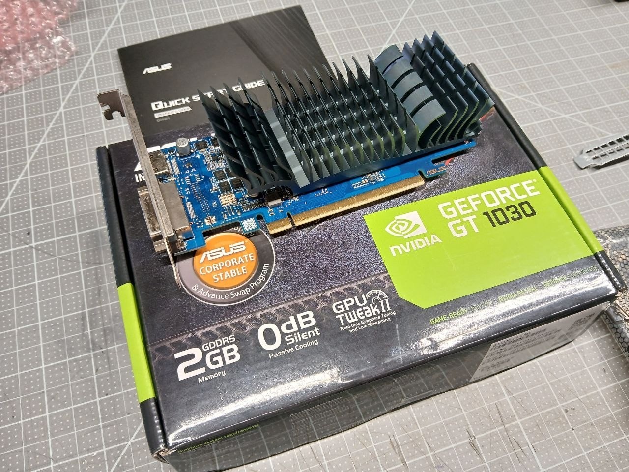 ASUS GeForce GT 1030 2GB GDDR5 Graphics Card - Passive Heatsink Fanless