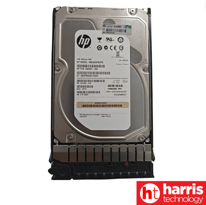 HP MB2000FBZPN 2TB SAS HDD 3.5" 7.2krpm 649327-002 BV898-64201 9YZ268-035 Caddy