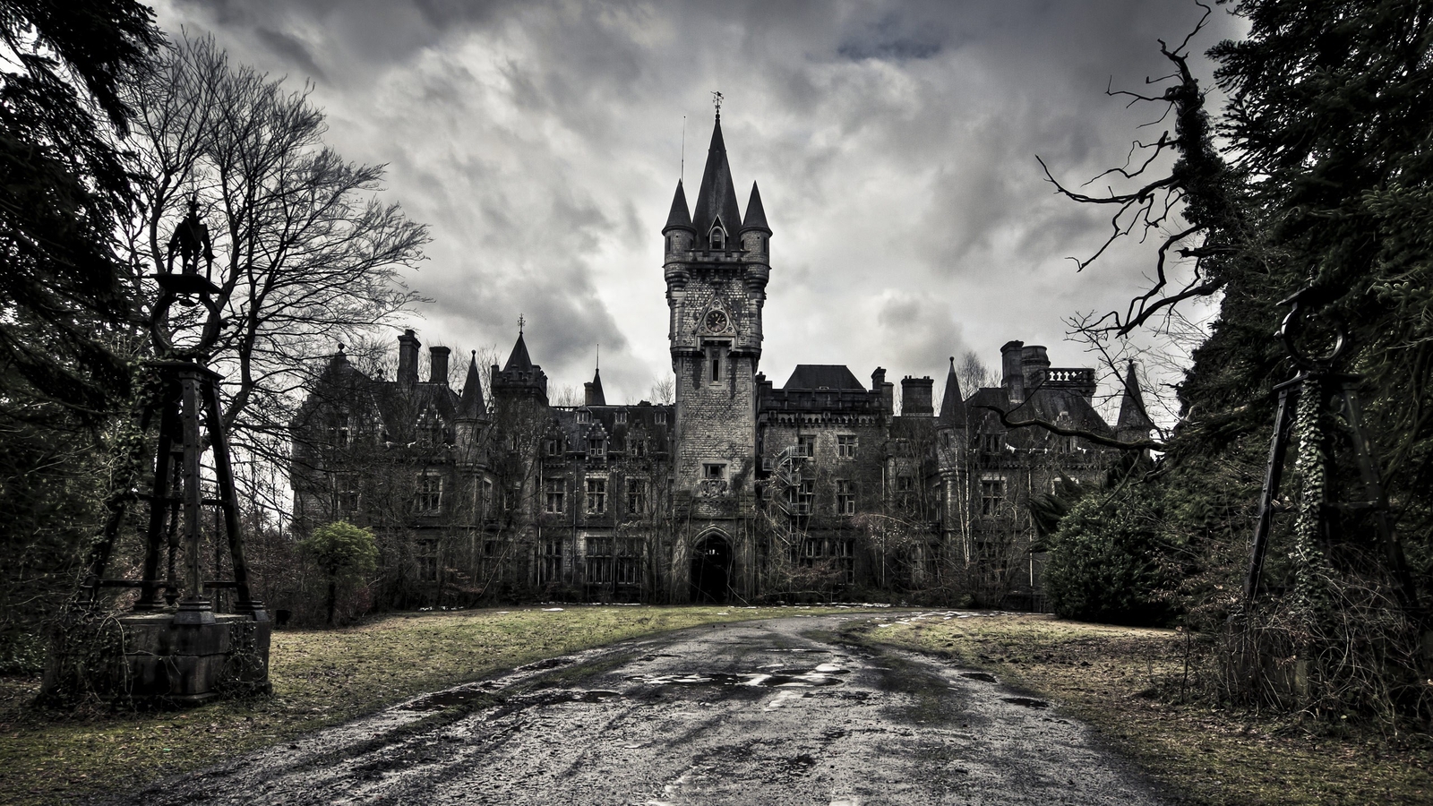 Landscape old building r castle photography belgium Custom Gaming Mat Desk