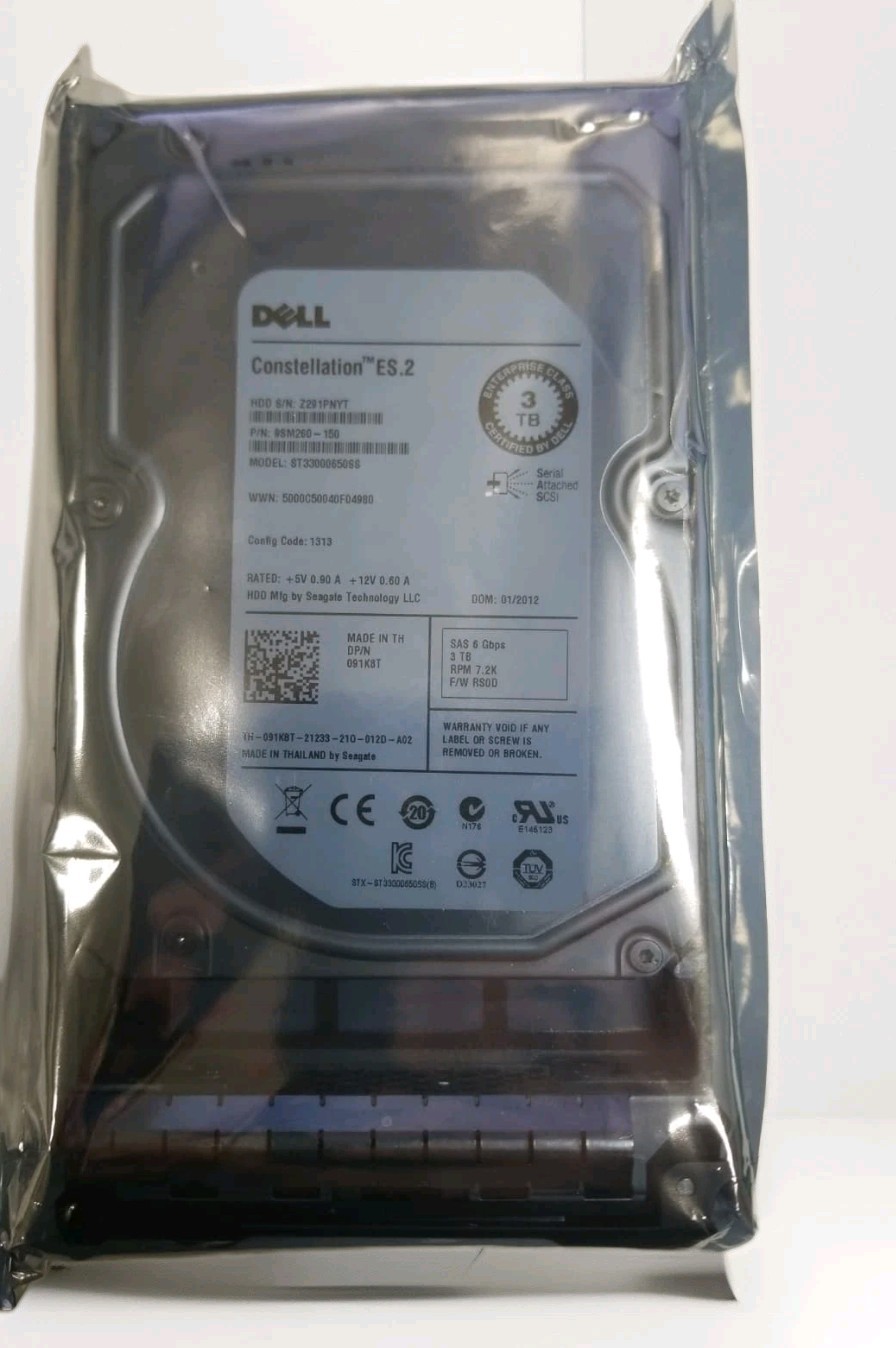 DELL Constellation ES.2 3TB 7.2K RPM 6Gbps 3.5" SAS Server HDD W/B ST33000650SS