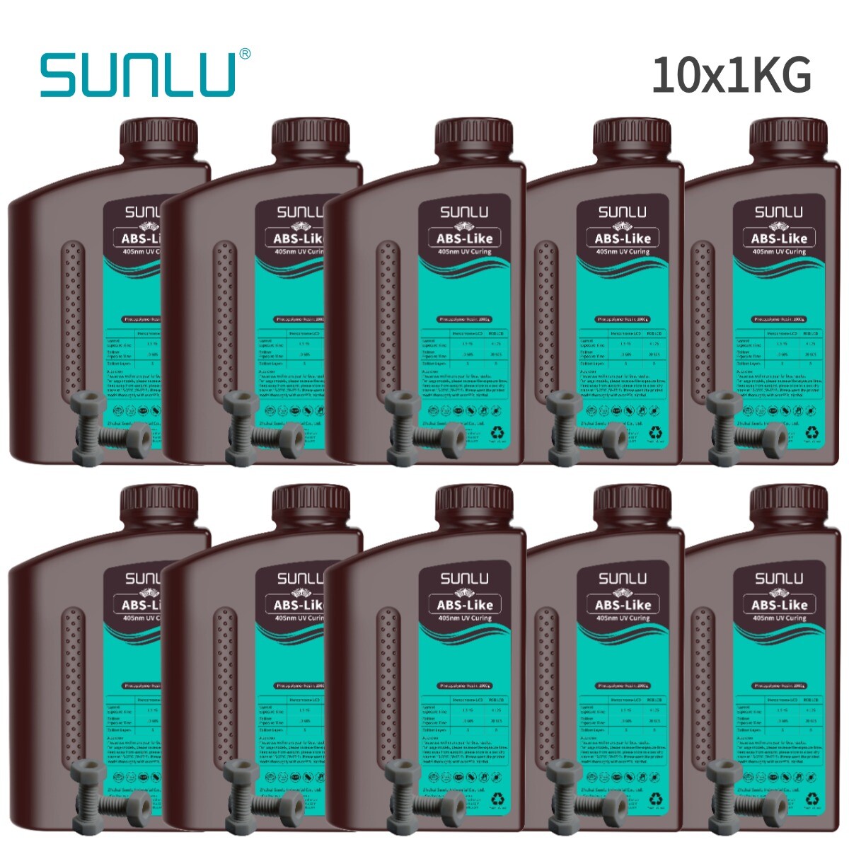 10×1KG Sunlu ABS Like Photopolymer 3D Printer Rapid Resin Dark Grey