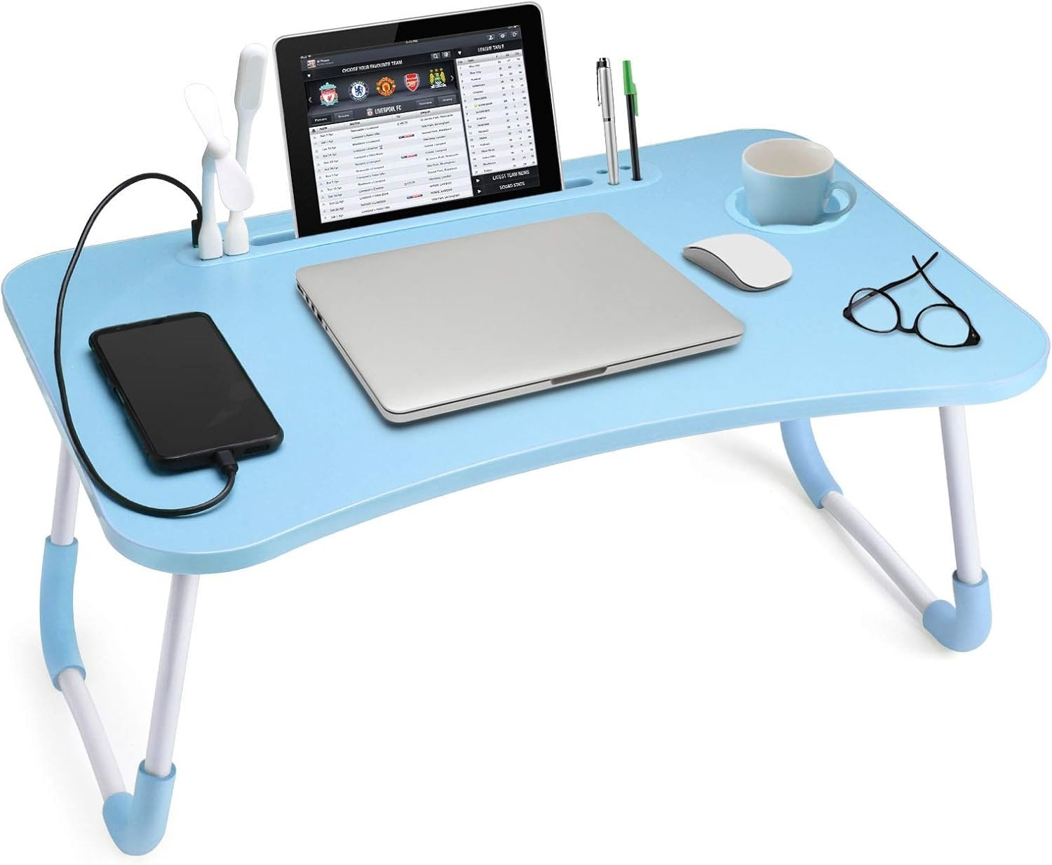 Multi-Functional Lap Desk with Built-In Fan and USB Light for Relaxation
