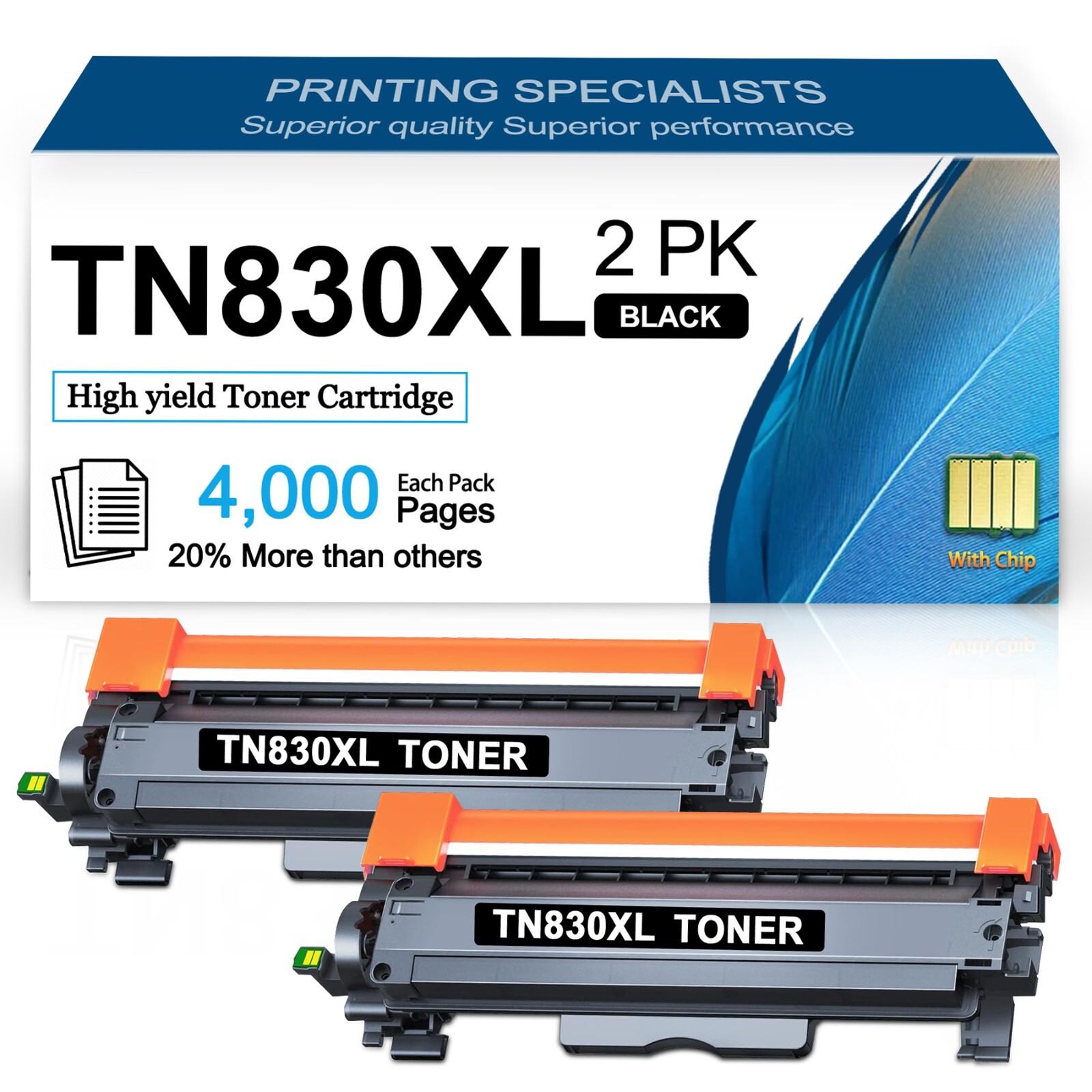2 Pack TN830XL Toner High Yield replacement for  TN-830XL HL-L2480DW DCP-L2640DW