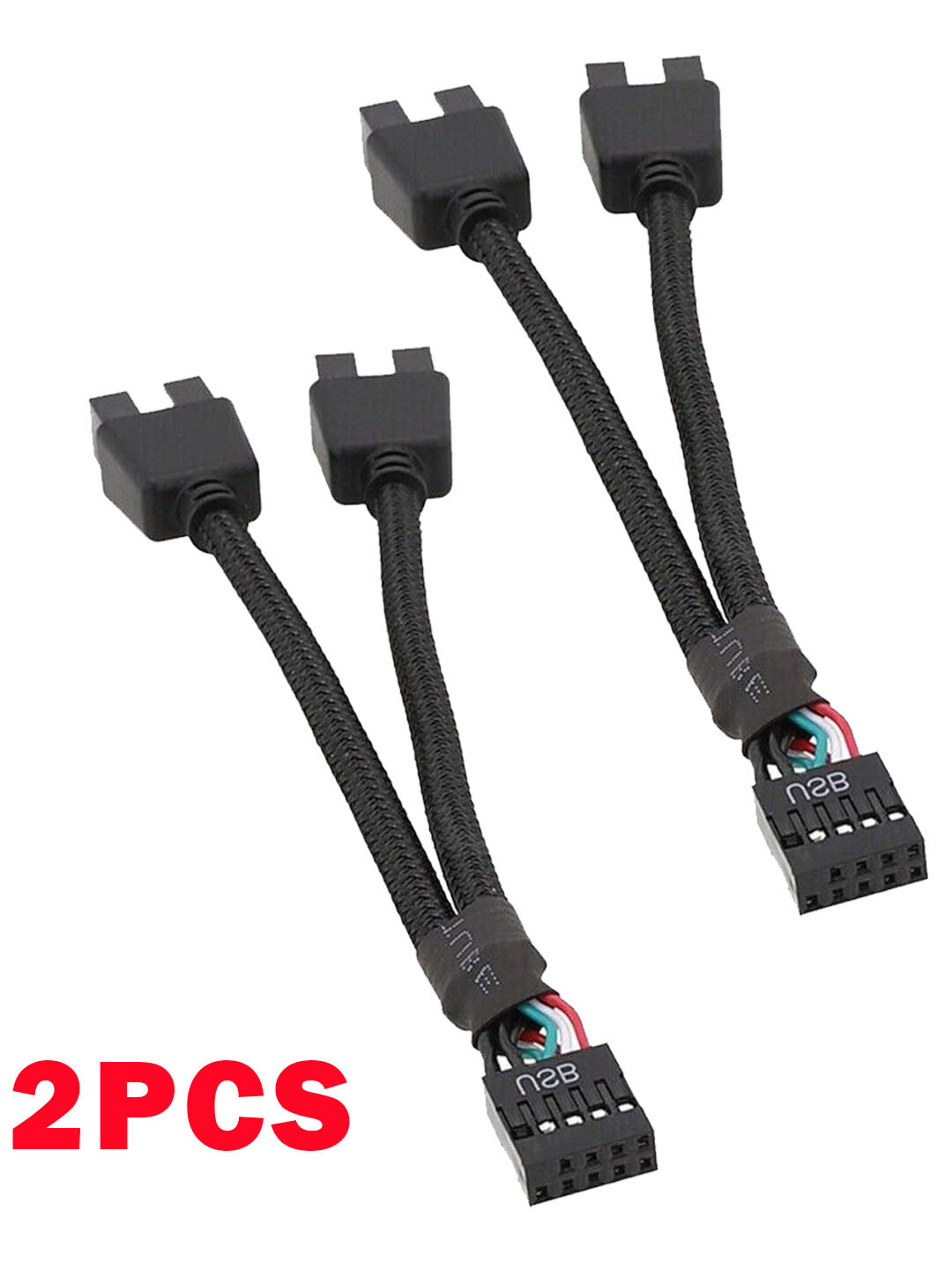 2x Motherboard USB 2.0 9-pin Header 1 to 2 Extension Hub Splitter Adapter USA