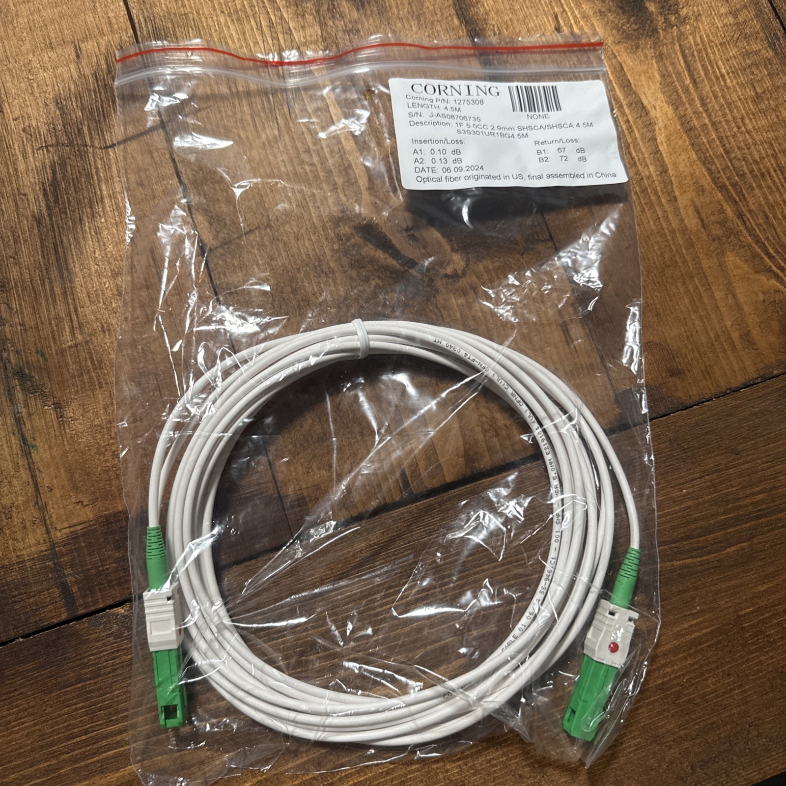 127538 1F 5.0CC 2.9mm SHSCA/SHSCA Fiber Optic Patch Cables 4.5M