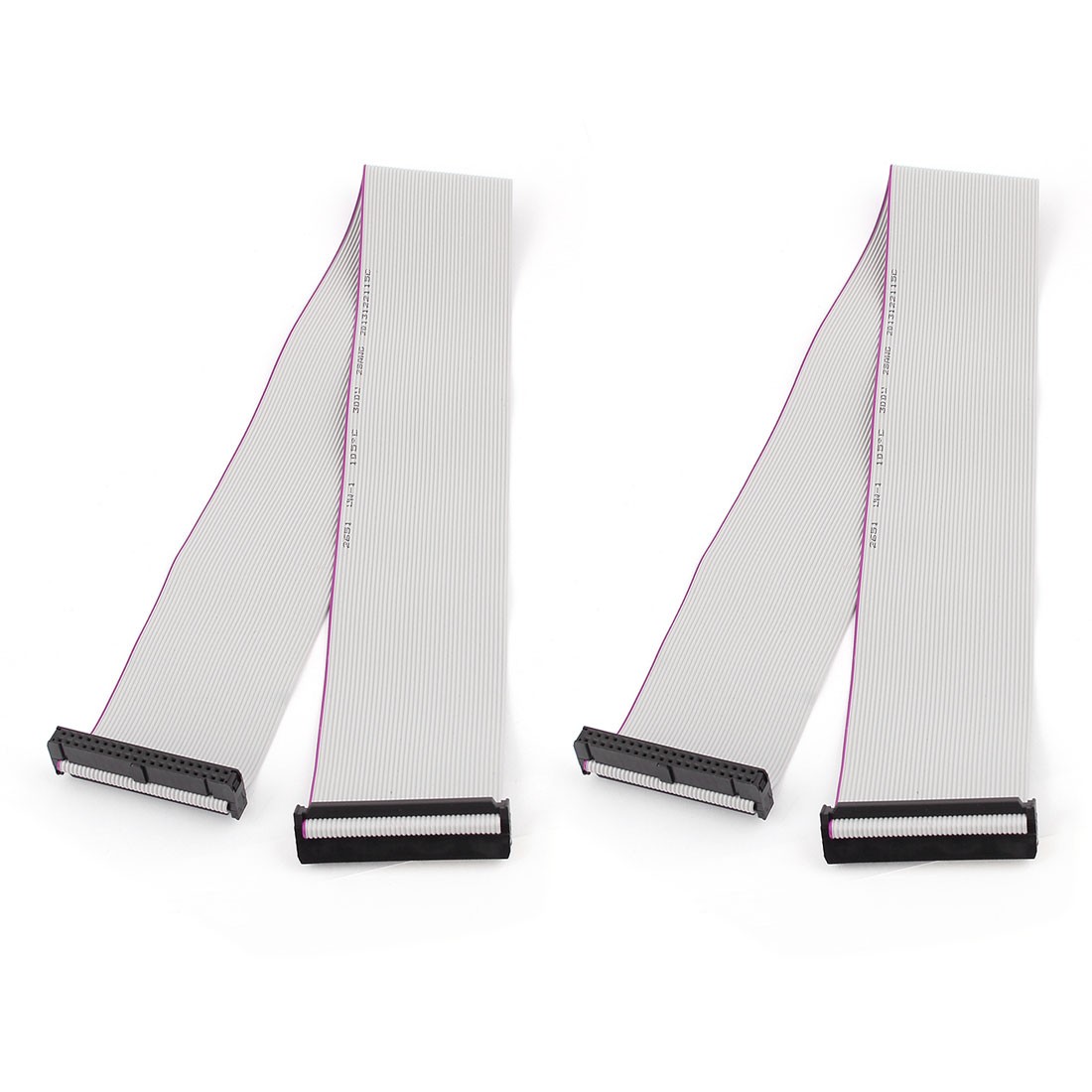 2 Pack FC40P 40-Pin IDC Socket Extension Flat Ribbon Cable Wire 50cm 20-Inch