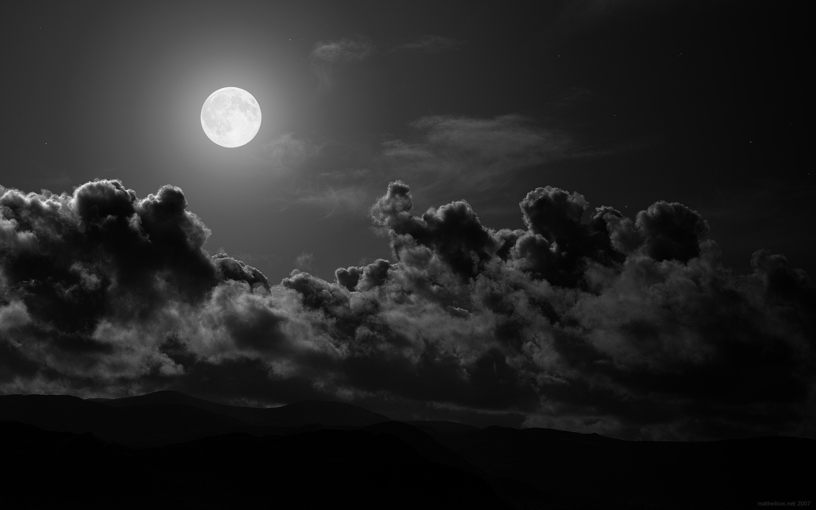 Landscape dark monochrome clouds moon night moonlight Custom Gaming Mat Desk