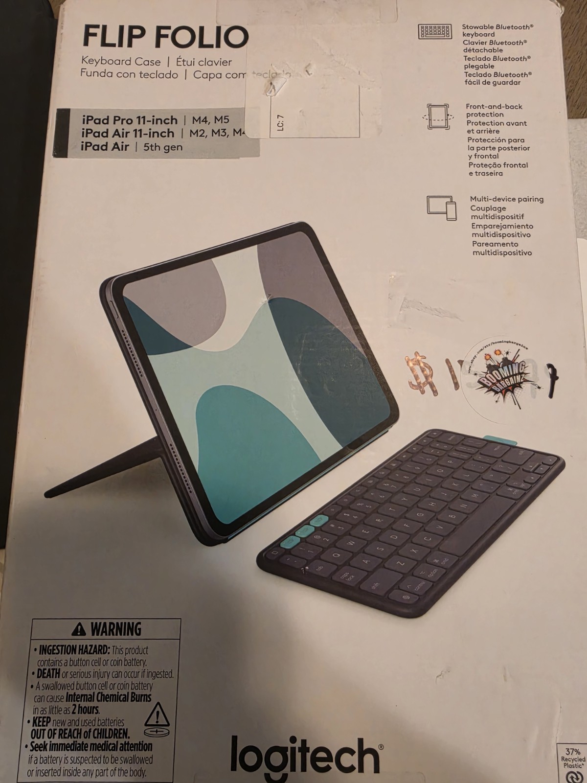 Logitech Flip Folio Keyboard Case iPad Pro 11in Air 11in Open Box Excellent
