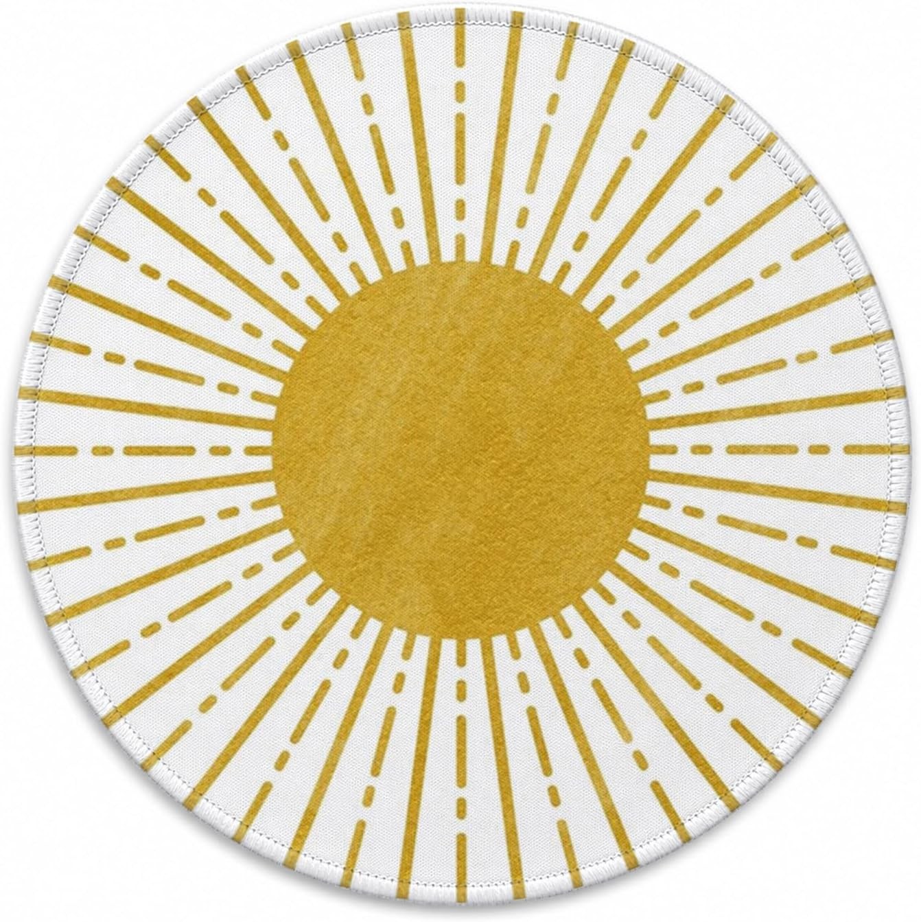 Boho Yellow Round Mouse Pad, 7.9x7.9 Inch | Sun Sunset Sunshine Small Mousepad,