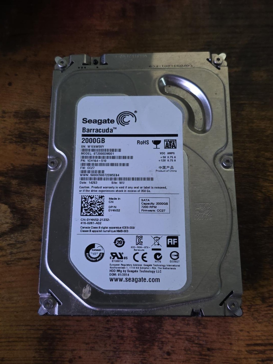 Seagate Barracuda 2TB ST2000DM001 7200RPM 3.5" SATA III Desktop Hard Drive