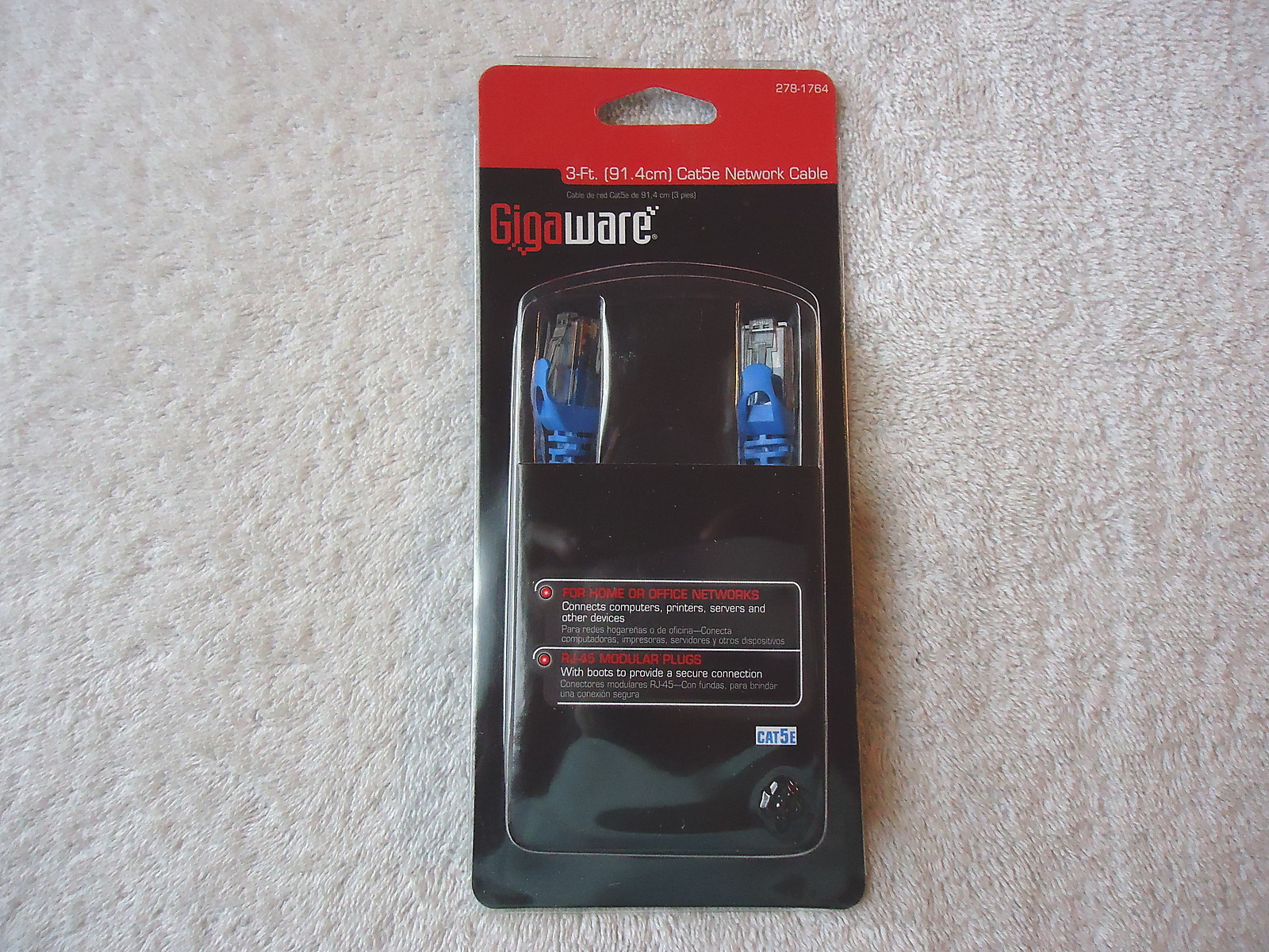 Gigaware #278-1764 3 Ft. Cat5e Network Cable " NIP " GREAT ITEM "