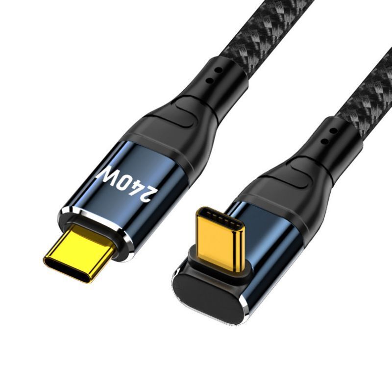 NFHK USB-C 240W Type-C Cable 480Mbps 48V 5A Left Right Angled 90 Degree USB2.0
