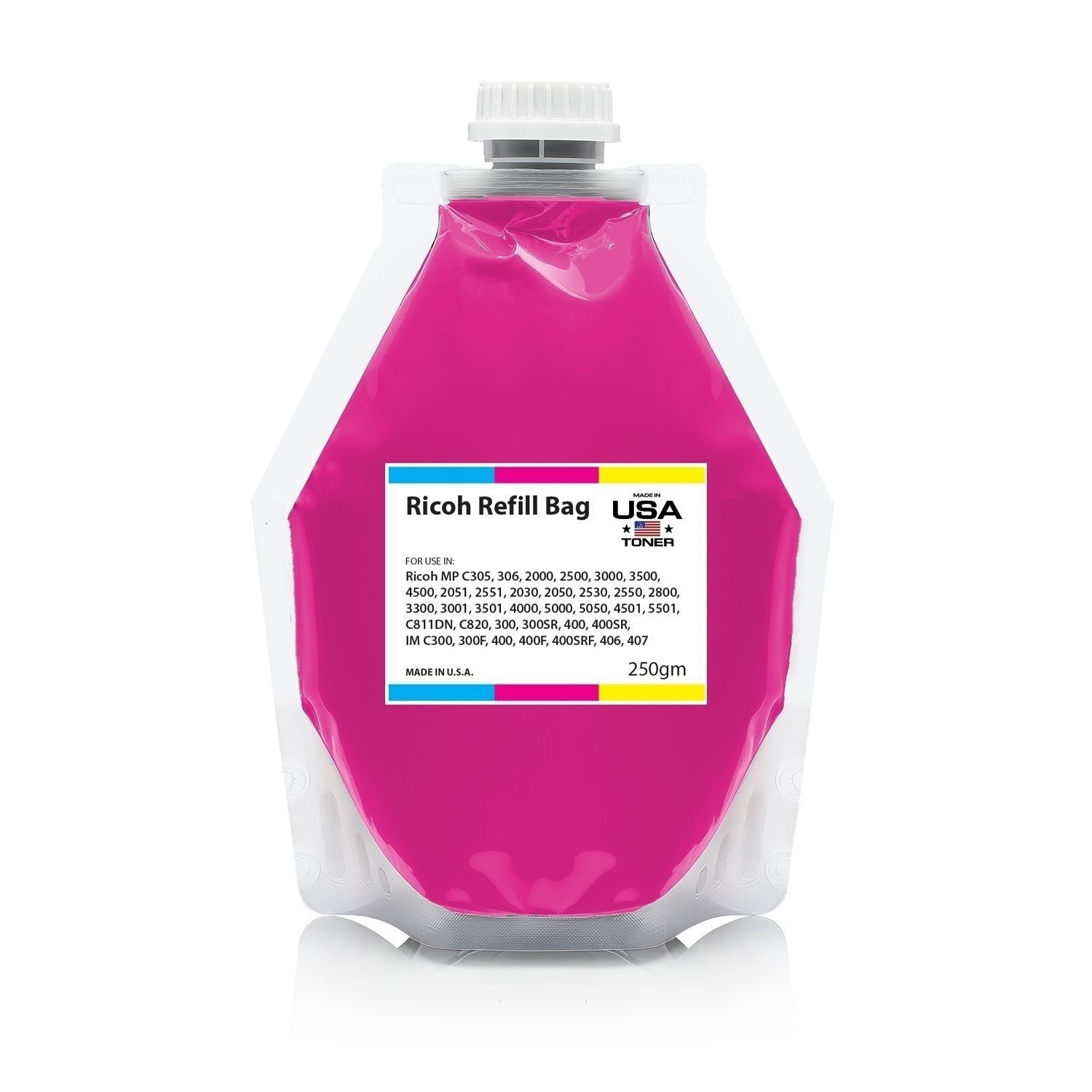 Magenta Refill Toner for Ricoh MP C2000 MP C3000 (250gm) x 12 Bags