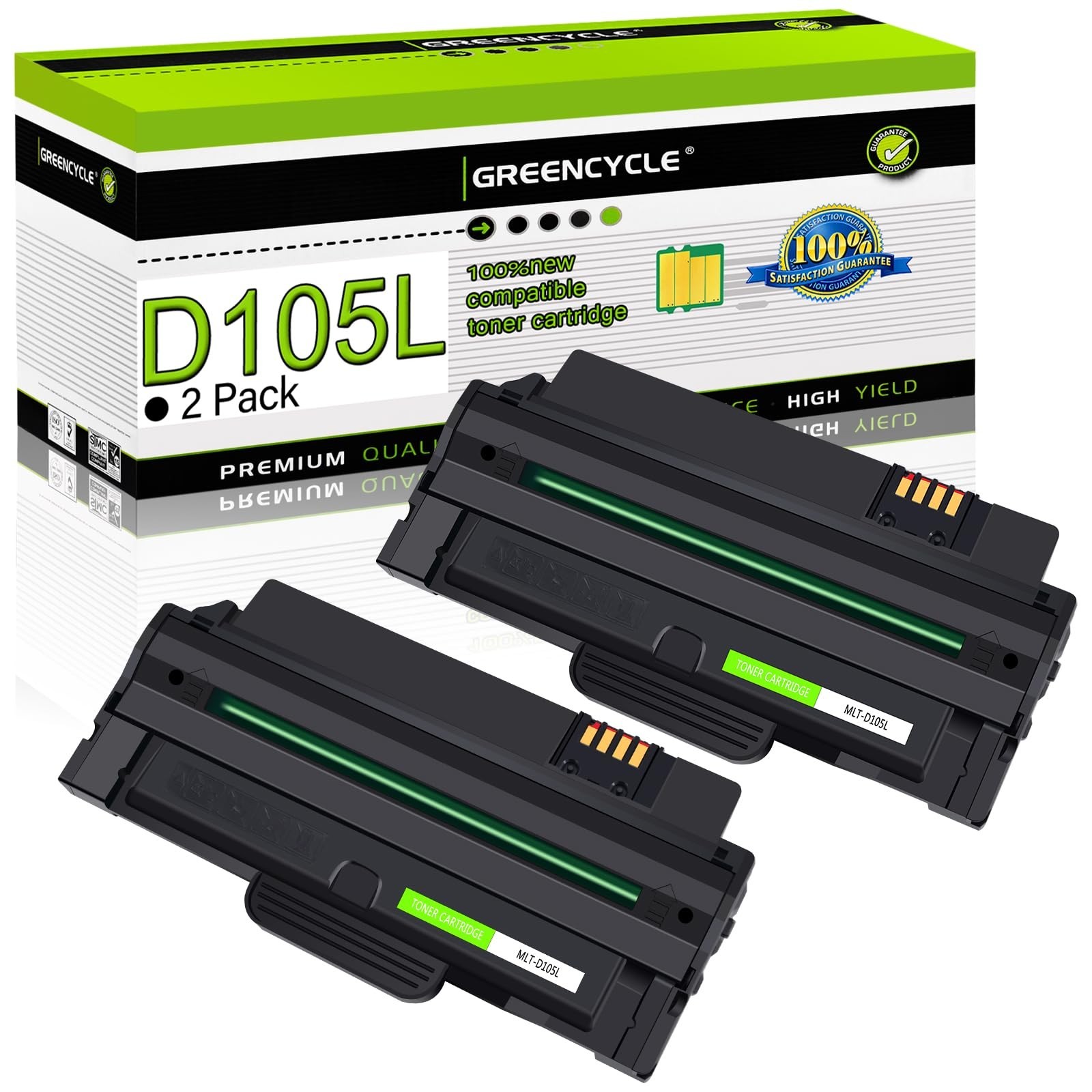 greencycle 2 Pack High Yield Black Toner Cartridge Replacement Compatible for...