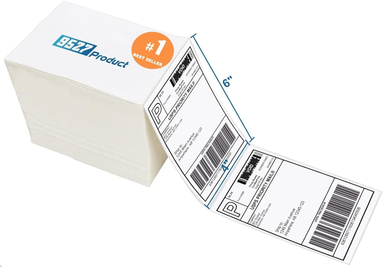 500 Pack 4x6 Direct Thermal Shipping Labels Fanfold Perforated Mailing Label Pap