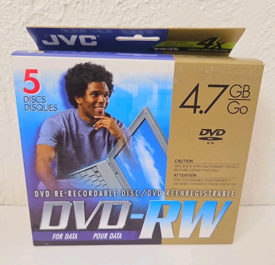 JVC DVD-RW 5-Pack New & Sealed 4.7GB Data High-Speed Version 1.2/4X VD-W47EU5 SA