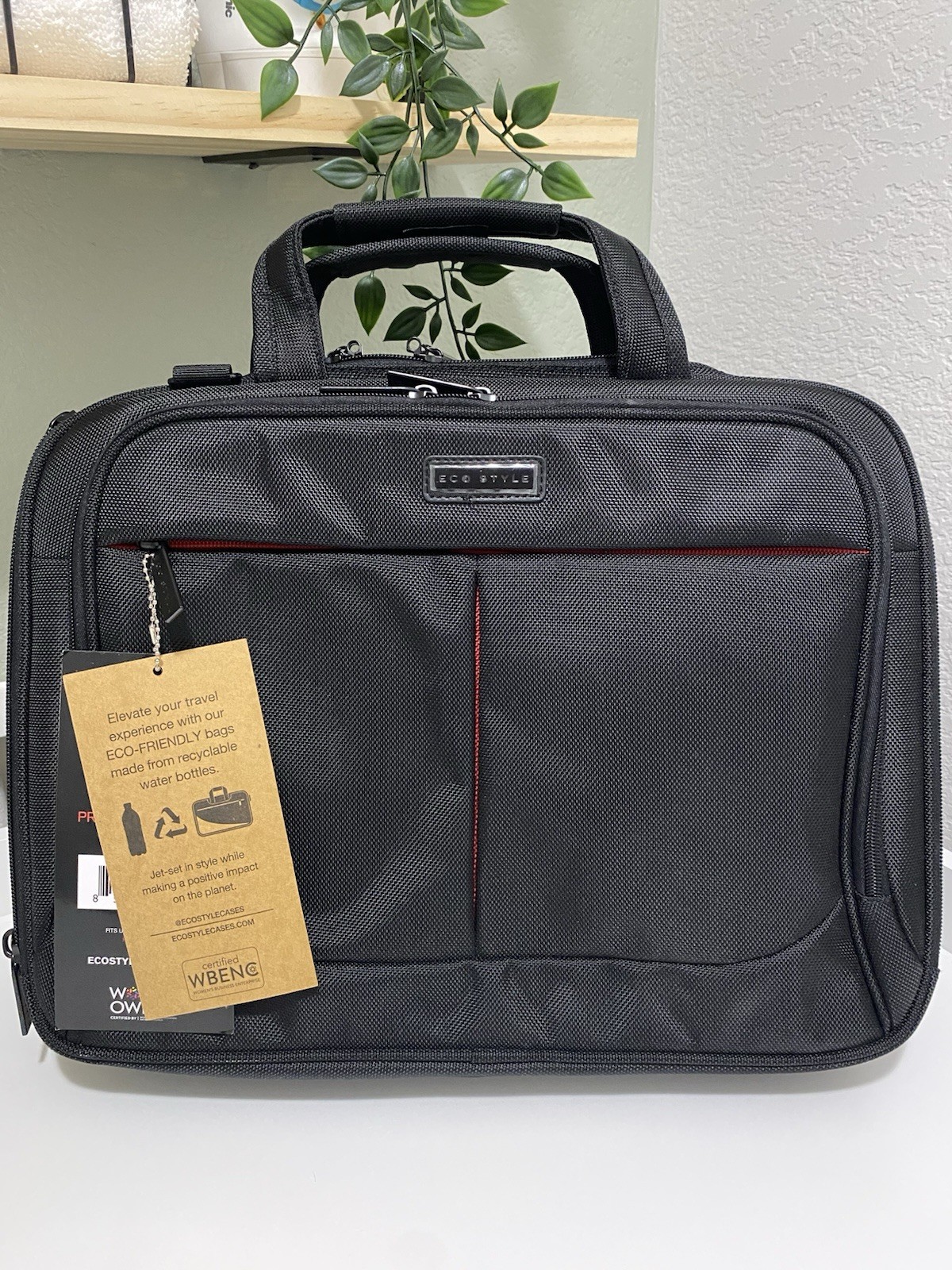 Eco Style Pro Tech Topload Laptop Bag 15.6" Black Eco-Friendly Business Case