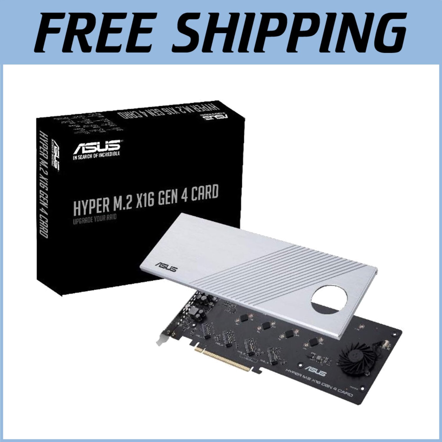 Stylish PCIe 4.0 X16 Card - 4-Bay NVMe M.2 RAID Support for Enhanced Performance