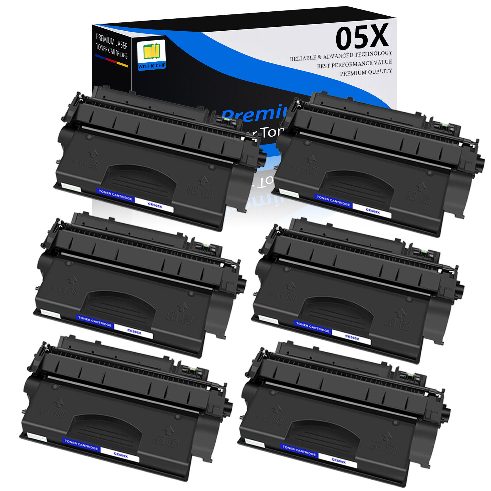 6PK CE505X 505X Toner cartridge Compatible For HP Laserjet P2055X P2055d P2055dn