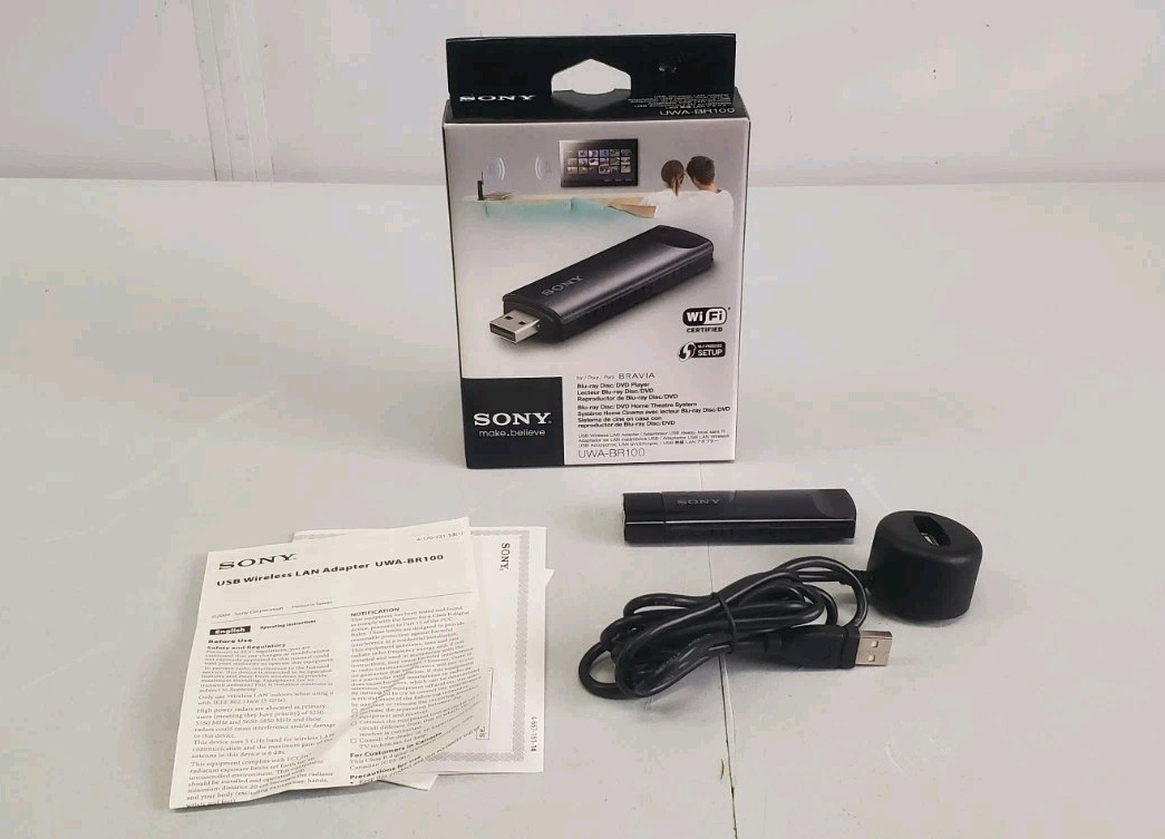Sony UWABR100 USB Wireless LAN Adapter With Cable Base  In Box G1N