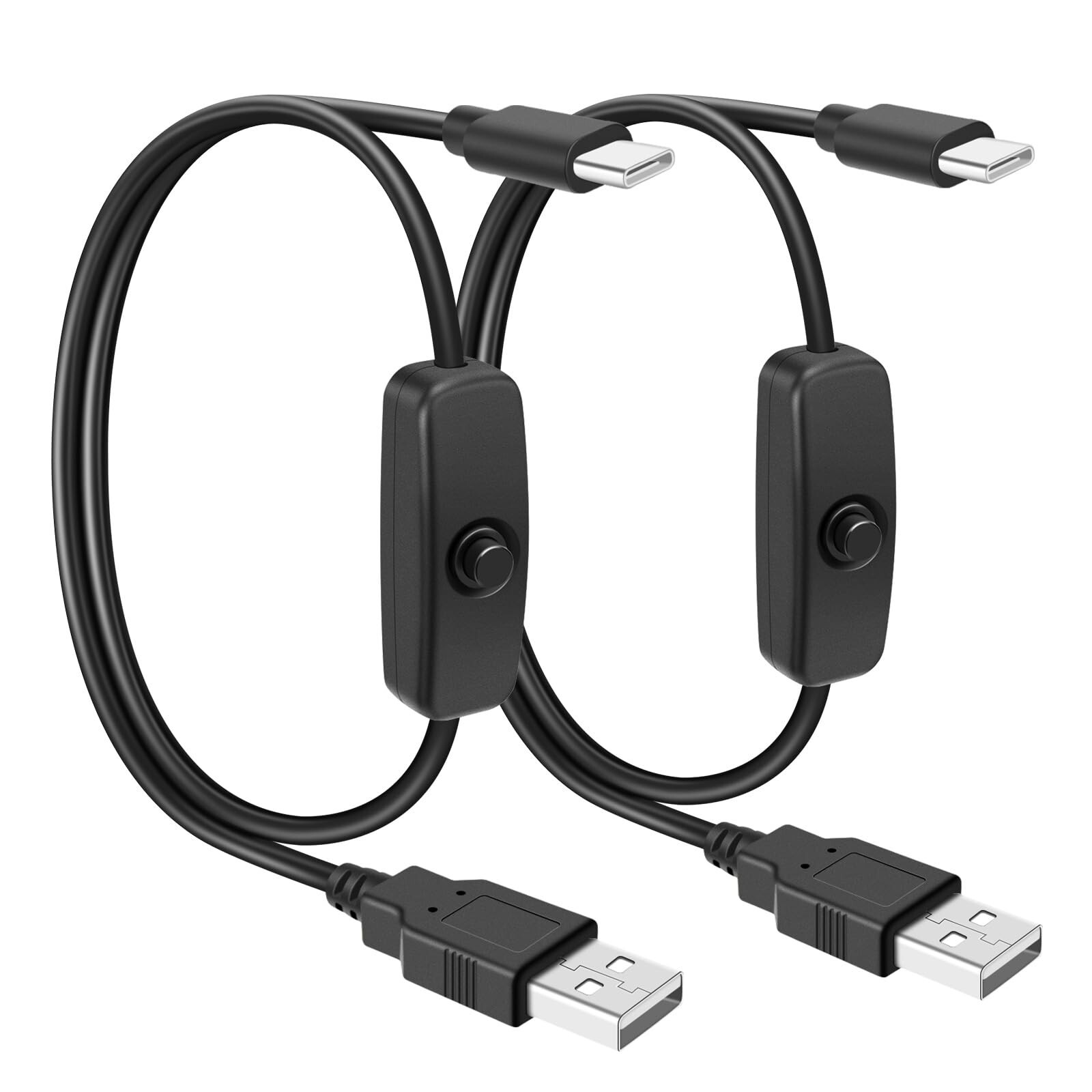 RGBZONE 2Pcs 6.6FT 5V USB Type C Switch Extension Cable, USB A to Type C Male...
