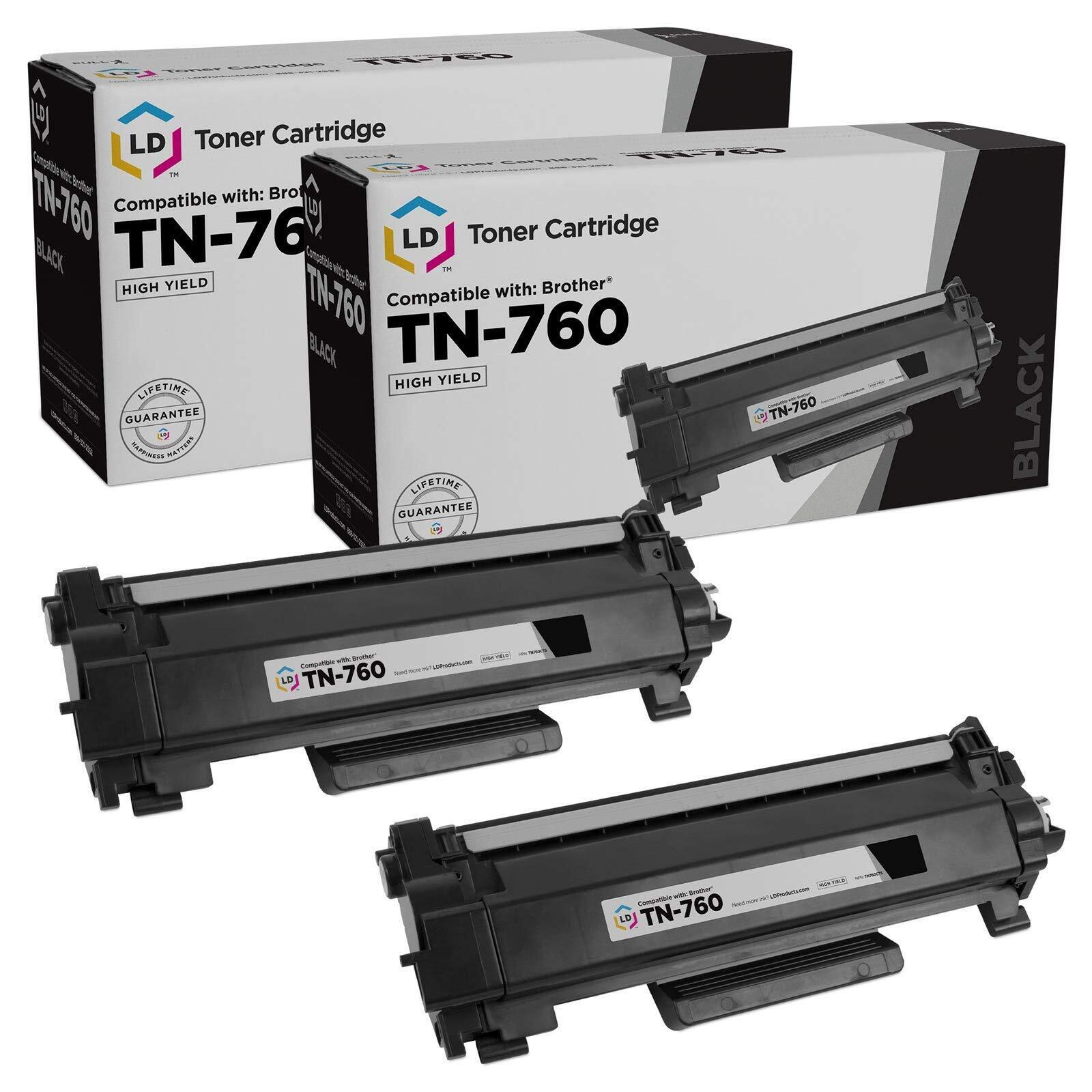 LD Products Toner Cartridge Replacement Brother TN760 TN-760 TN 760 Black 2-Pack