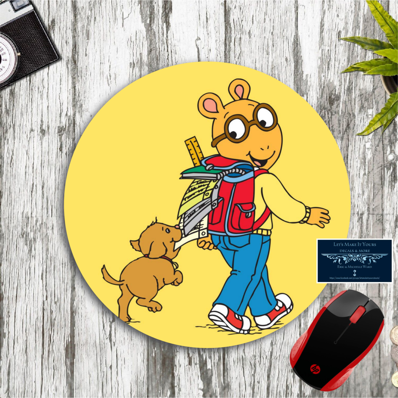 ARTHUR & PUPPY DOG CUSTOM ROUND MOUSE PAD DESK MAT PBS KIDS CARTOON FUN LEARN
