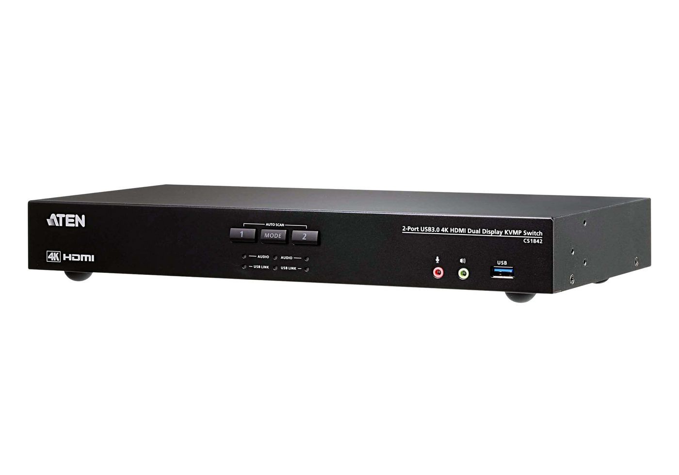 Aten W125870040 CS1842-AT-G 2-Port True 4K HDMI Dual-View KVM Switch with A ~E~