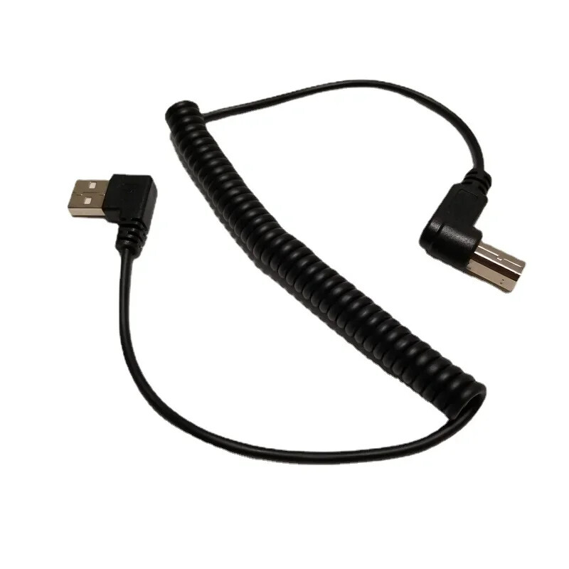Right Angle USB Type A M to B M Adapter Spiral Coiled Spring Curl Printer Cable