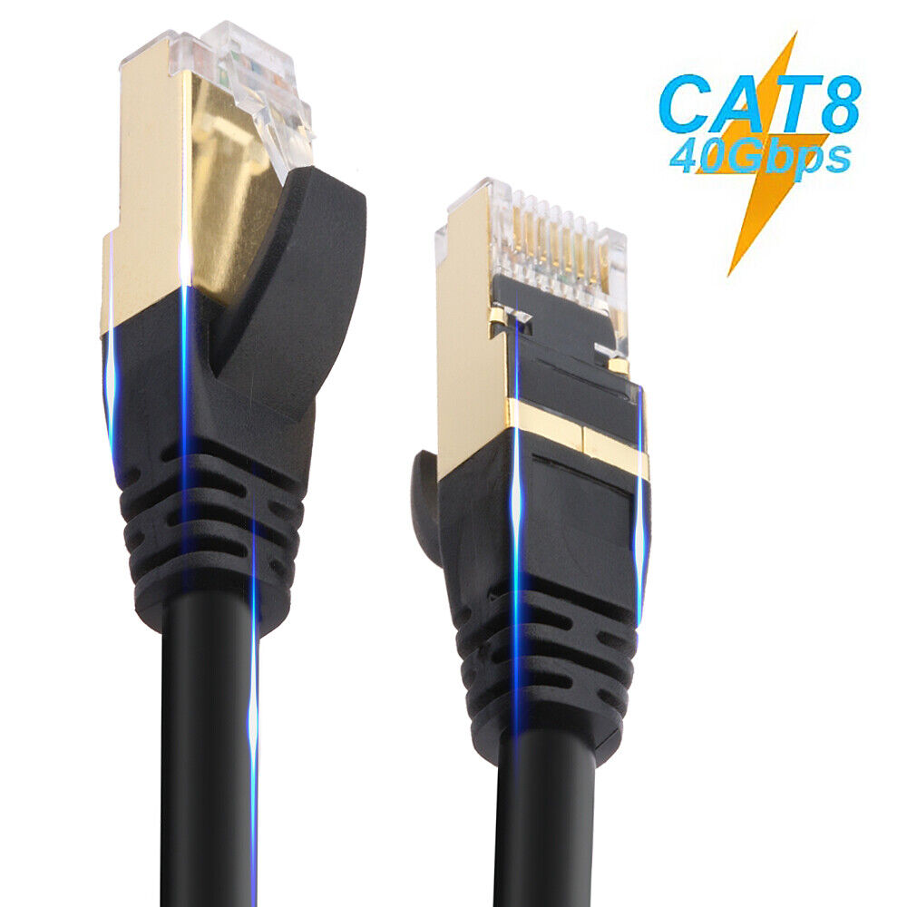 Ultra Speed Cat 8 Network Cable LAN Patch Cord w/Gold Plated RJ45 Connector Lot