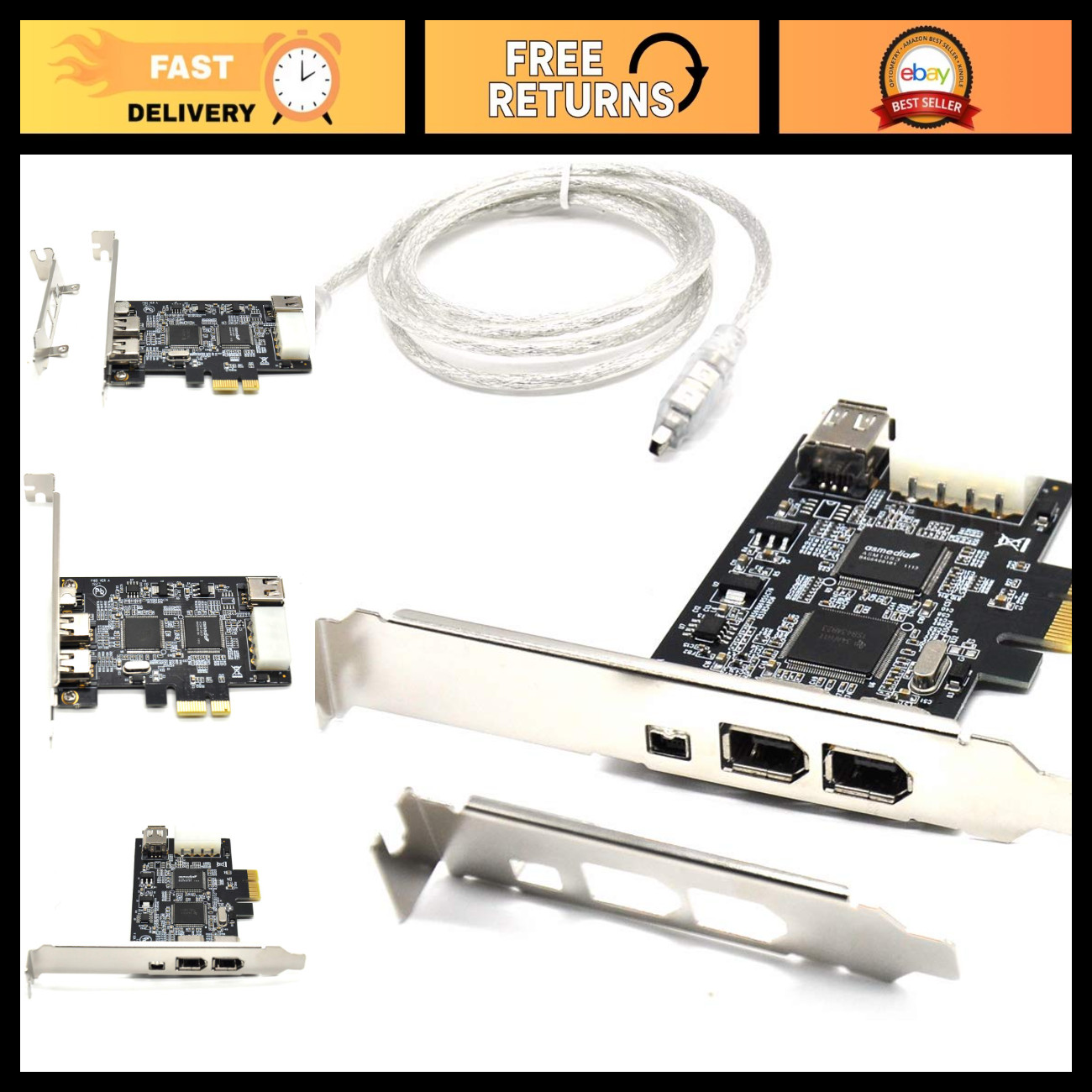 PCIe Firewire Card 4 Ports IEEE 1394 Adapter for Windows 10/7/8 & Mac OS, Low Pr