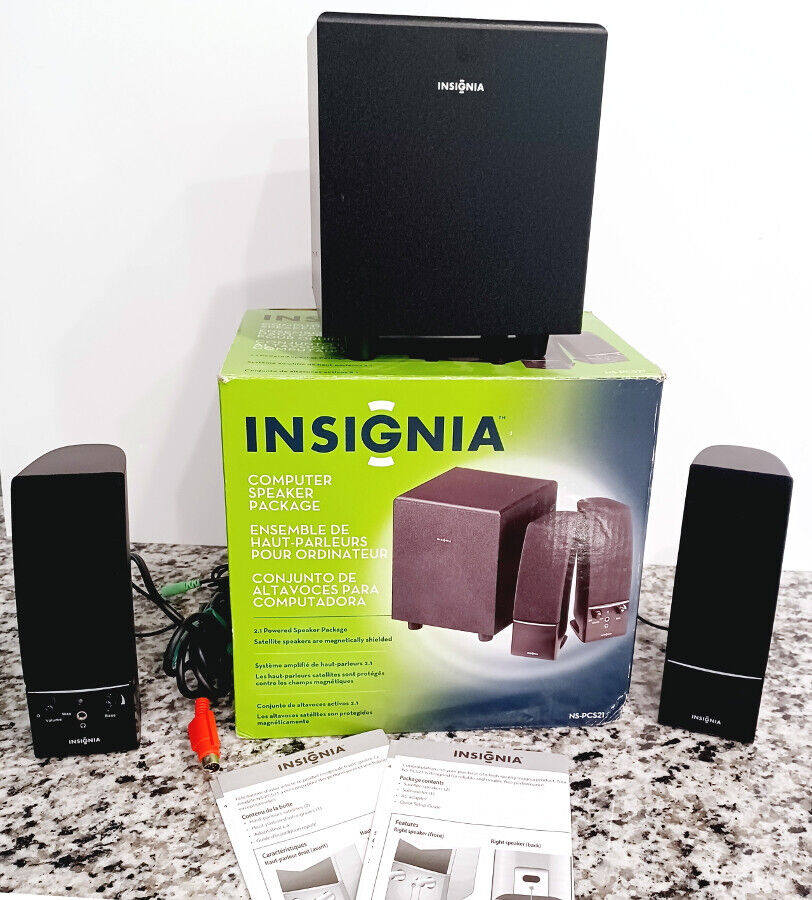 Insignia NS-PCS21 Black Computer Speakers With Subwoofer - Missing Power Supply