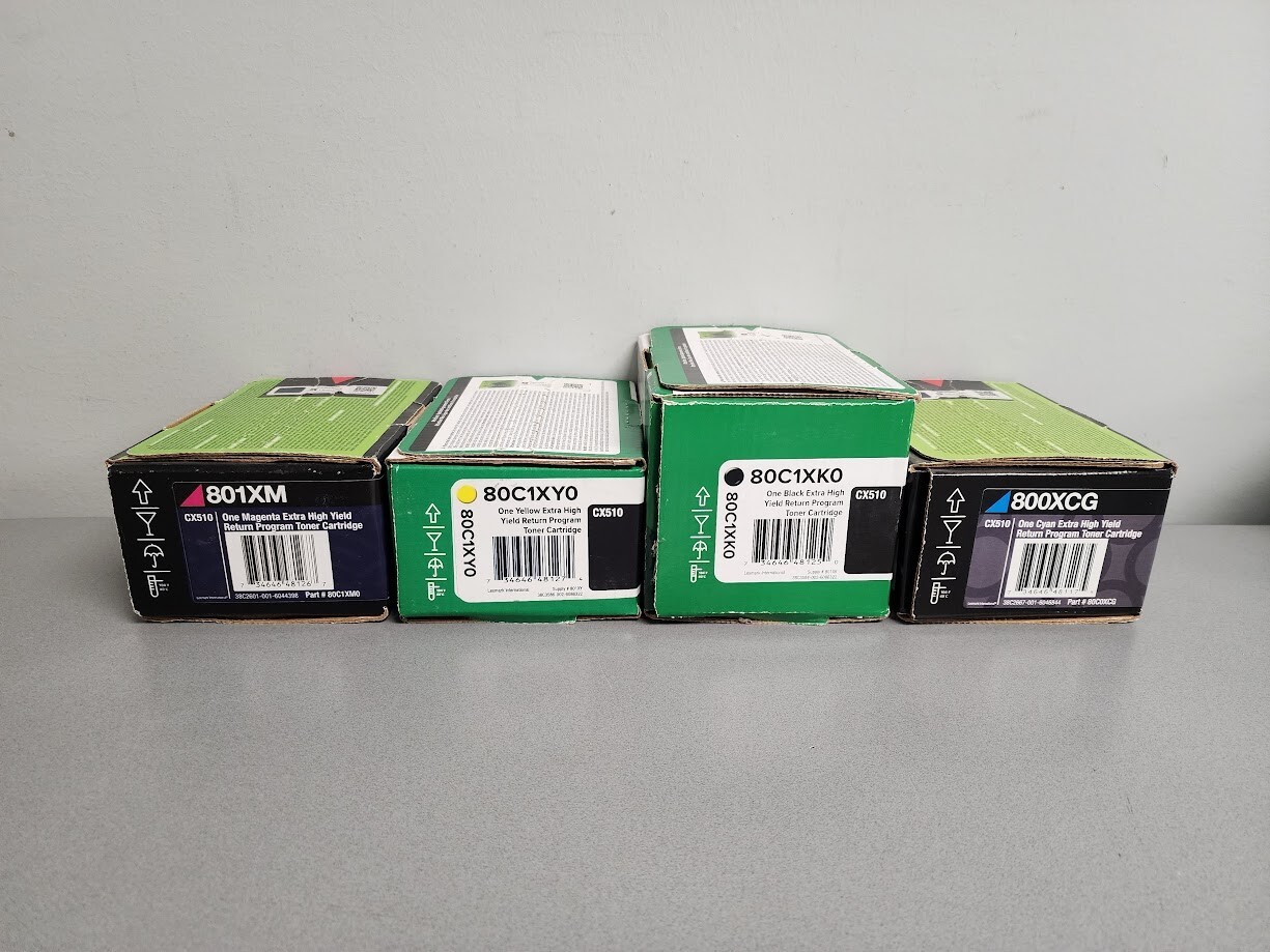 Lexmark 80C1XK0 80C1XY0 800XCG 801XM Extra High Yield Toner Cartridge Set
