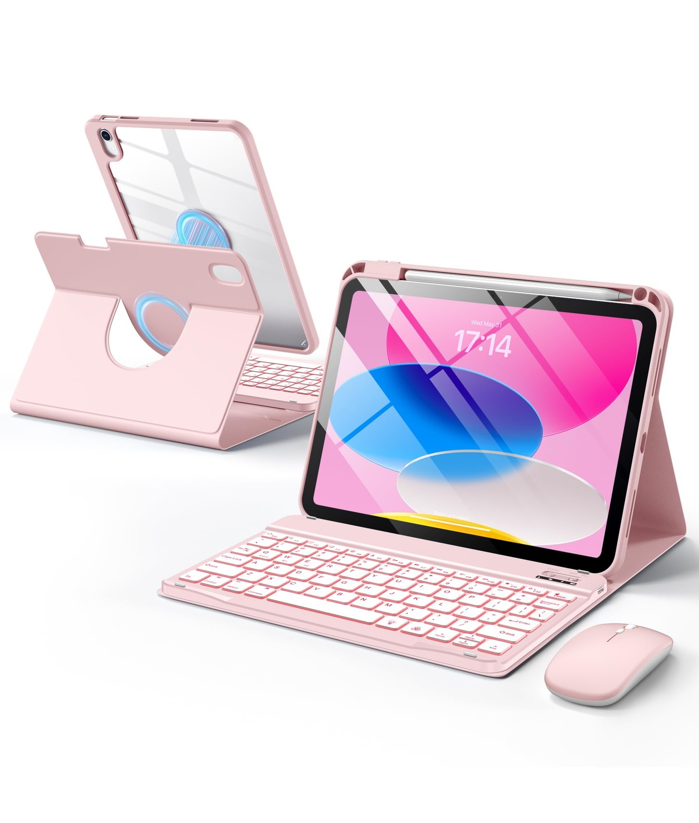 Wenlaty for iPad A16 11th/10th Generation Case with Keyboard & Mouse Hybrid