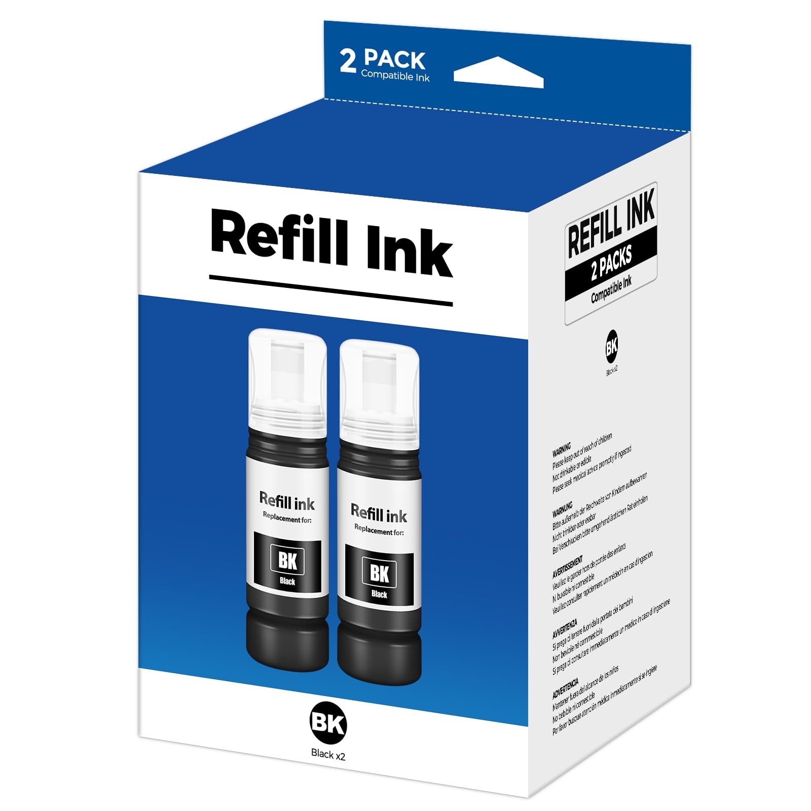 2 PCS EPT552 Photo Black Ink Refill Bottle Compatible Epson ET8550 ET8500