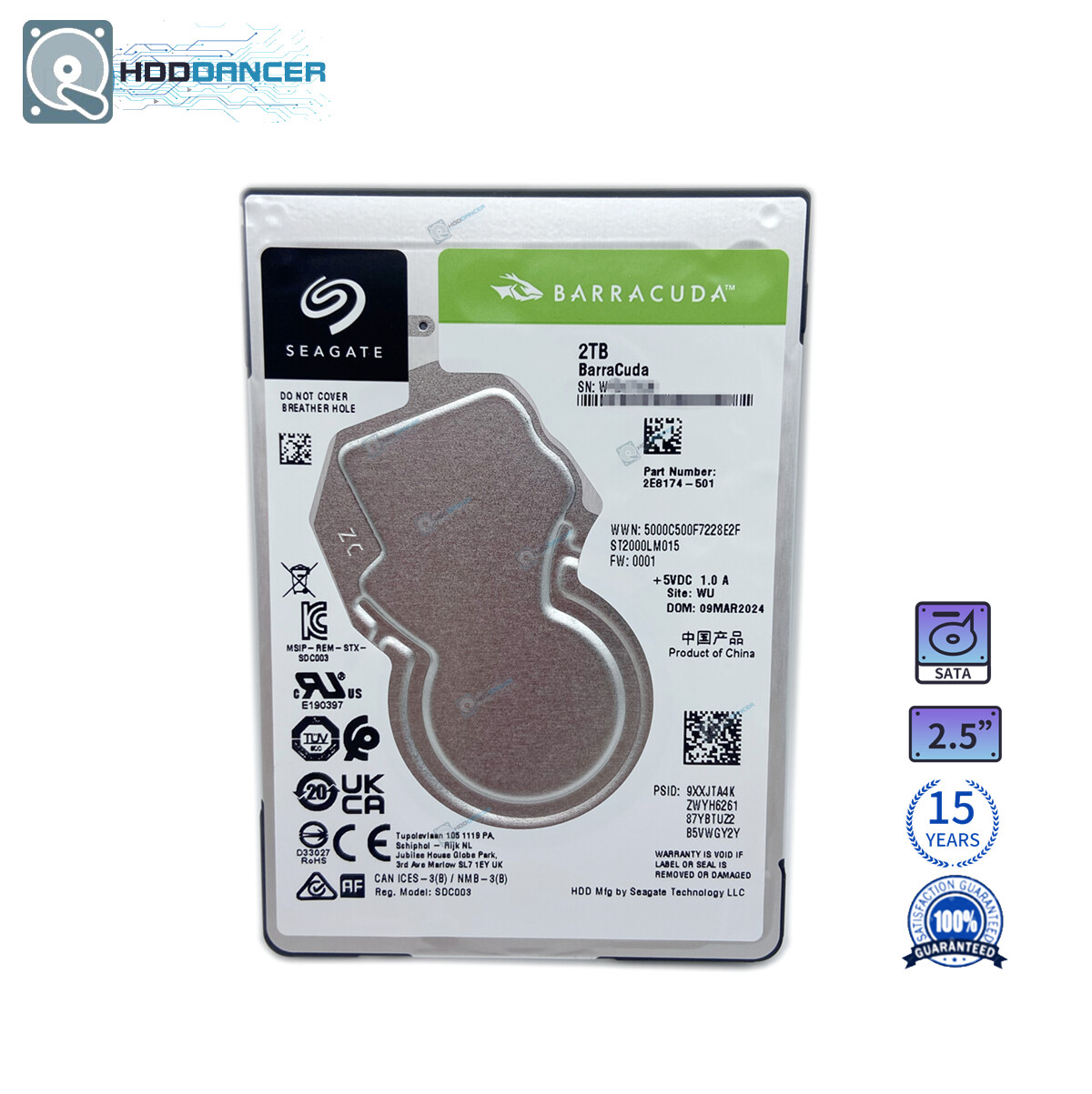 ST2000LM015 Barracuda Seagate 2TB 2.5'' SATA 5400RPM 6.0Gbs 128MB Hard Drive New