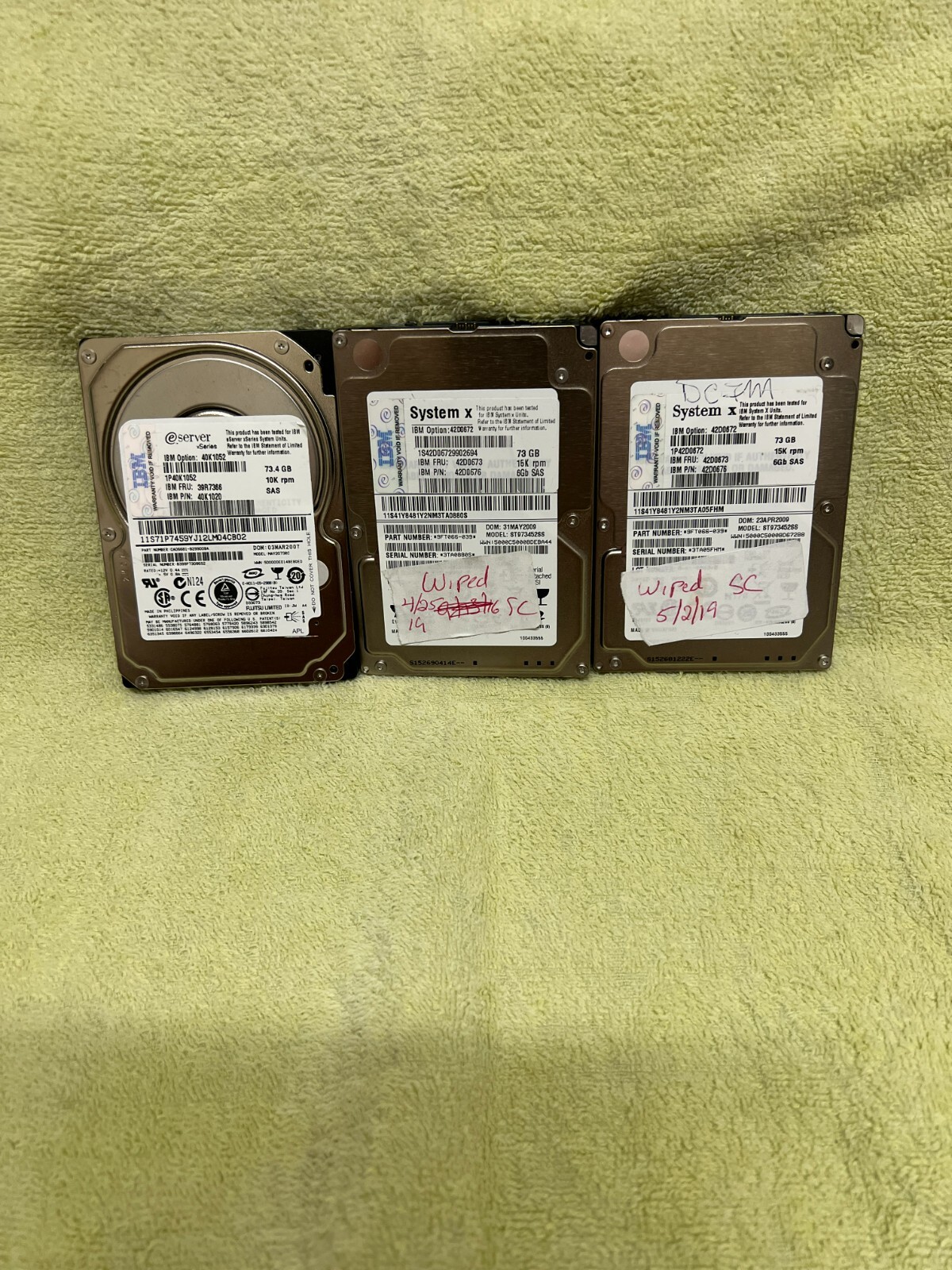 Lot of 3 73 & 73.4GB IBM 2.5" Server SAS Drives