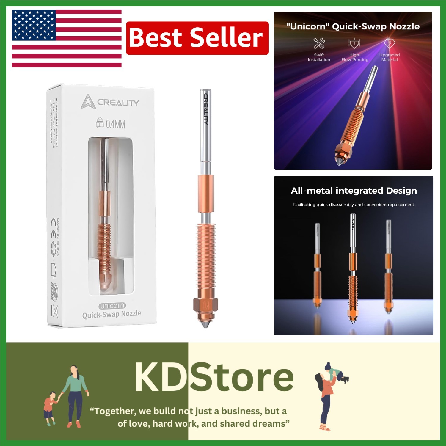 Precision K1C 3D Printer Nozzle - Copper & Steel 0.4mm for Enhanced Printing